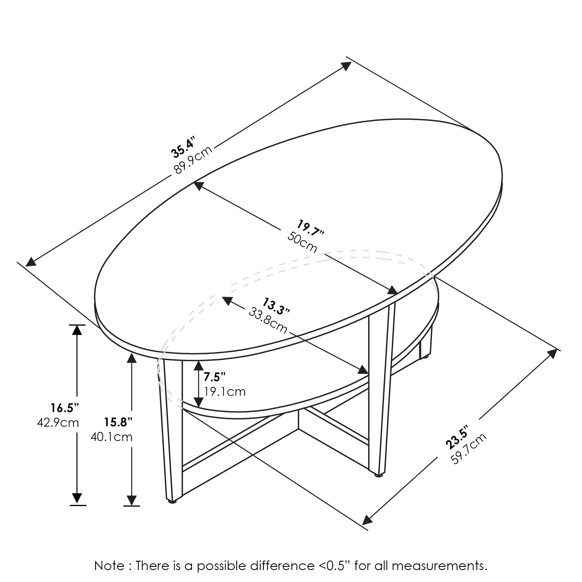 Multiple Colour Wooden Coffee Table for Living Room, Simple Design Oval Coffee Table with Storage Bin, Modern Center Table, Space-Saving, Stylish and Sturdy, Easy Assembly, Multifunctional Furniture for Home or Office