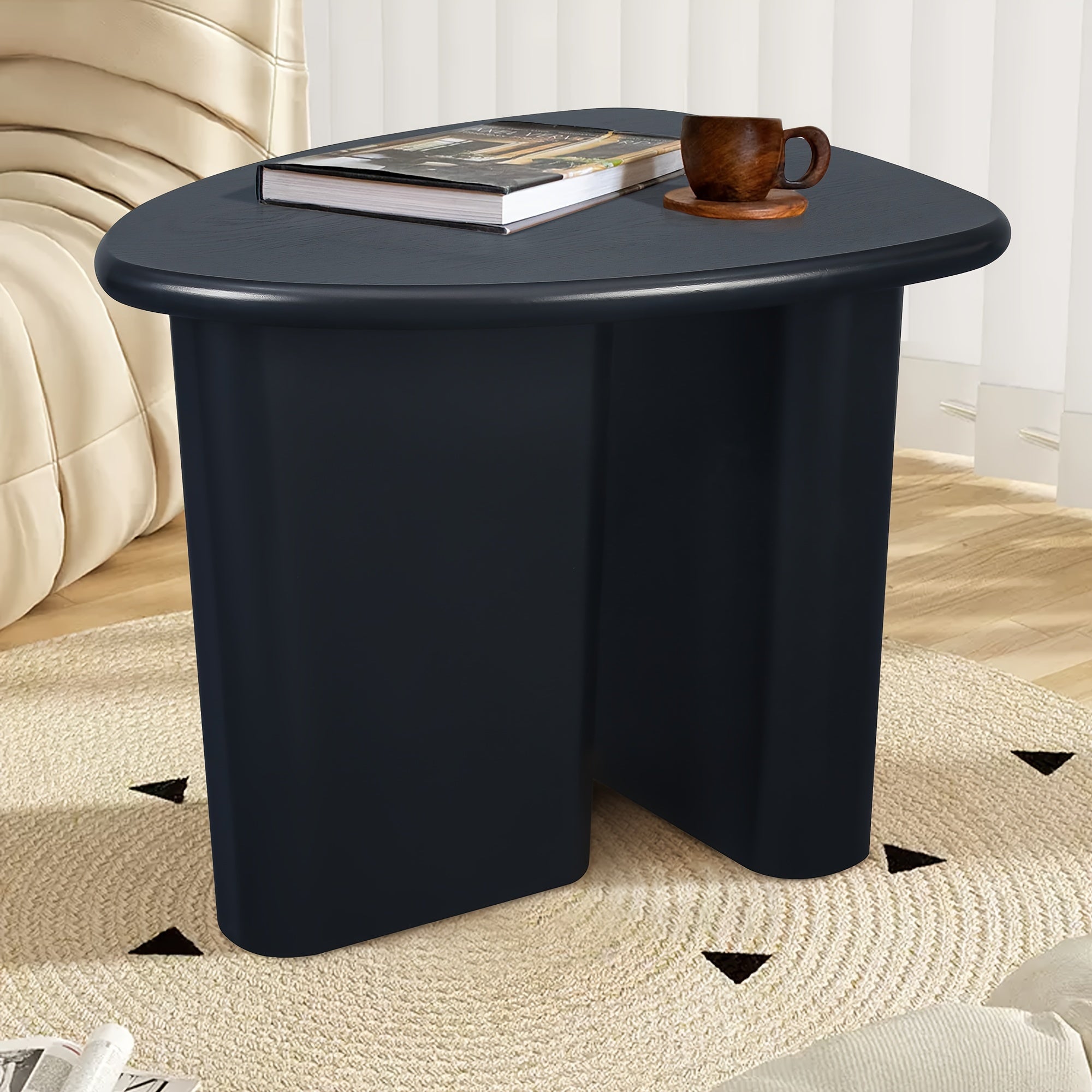 Bi-directional Oval Large Top Heavy Duty Coffee Table With A Choice Of Two Different Size Combinations, Suitable For Living Room Sofa