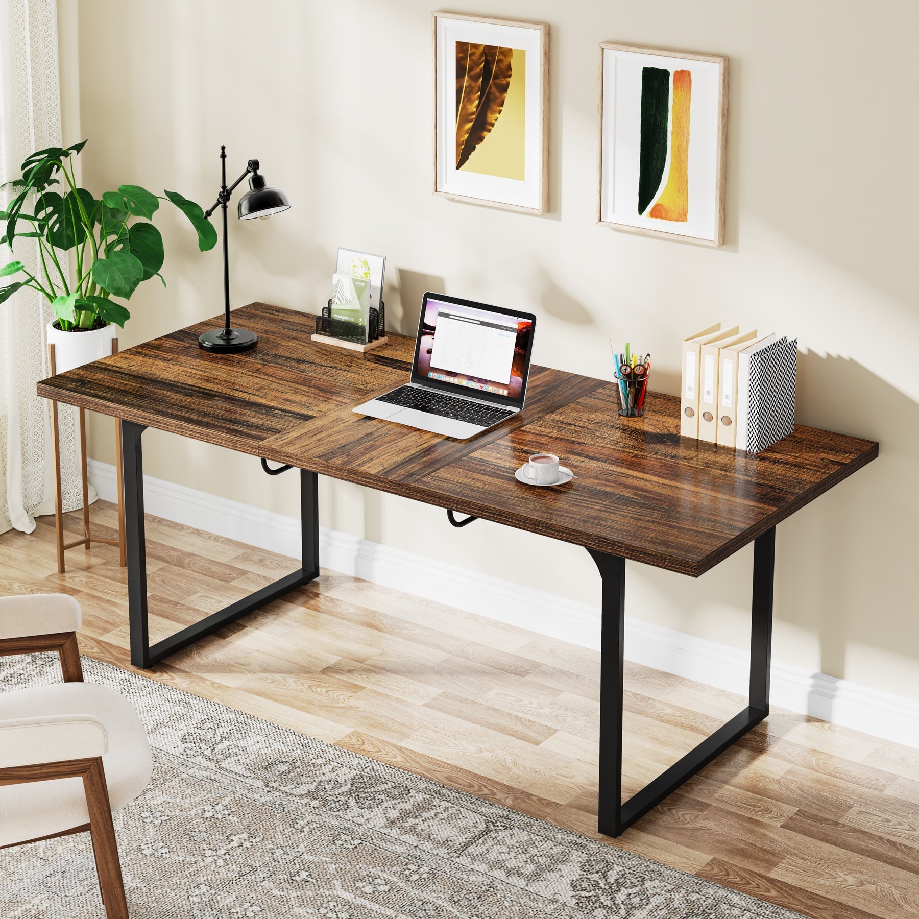 Extendable Executive Table, 160-200 cm Computer Desk Office Desk