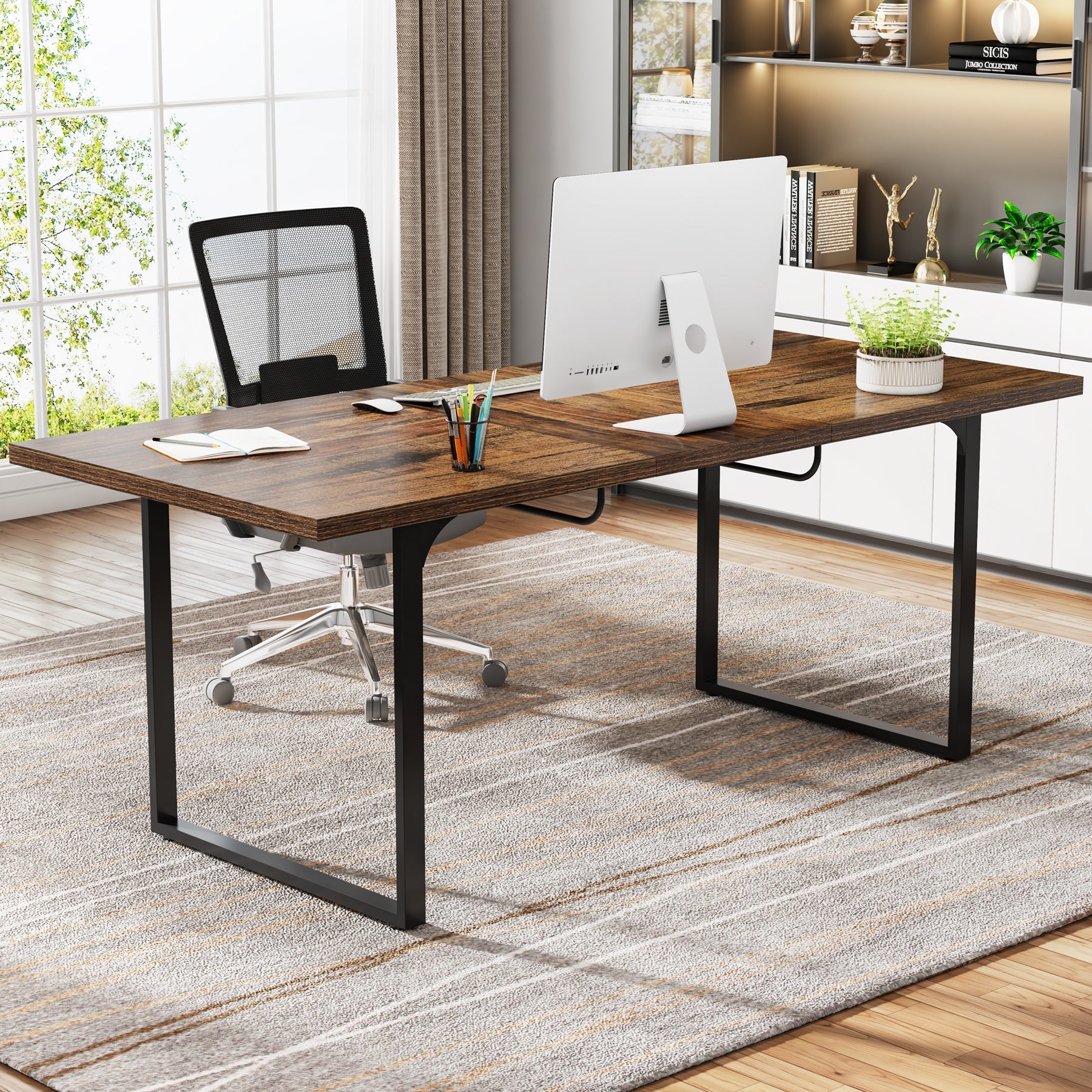 Extendable Executive Table, 160-200 cm Computer Desk Office Desk