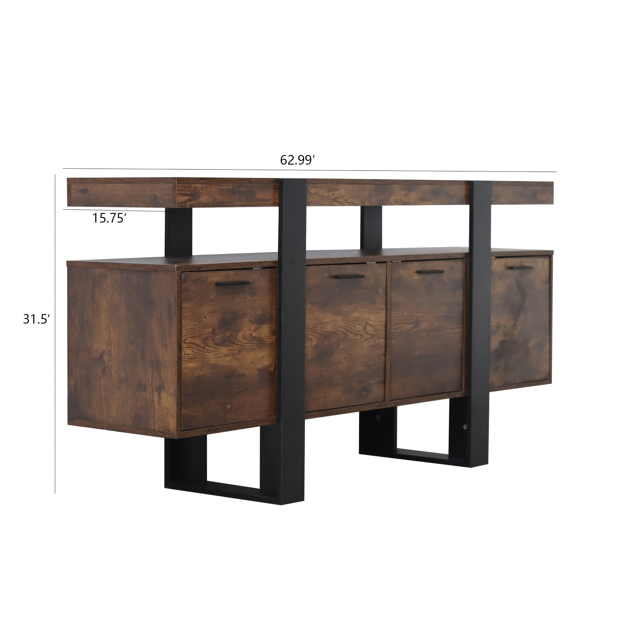 Rustic Farmhouse TV Stand - 81cm Tall, Fits 75+ Inch TVs, with 4 Drawers & Sliding Barn Door, Wooden Media Console with Storage Shelves for Home Entertainment, Brown