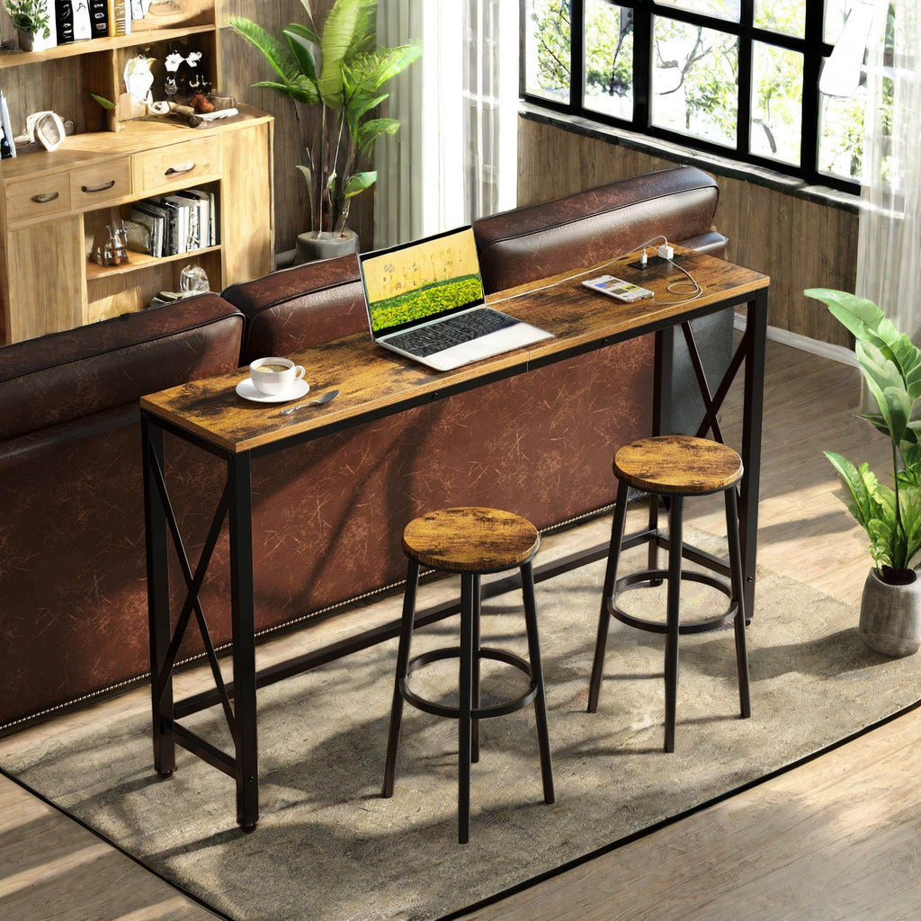 Console Table with Power Outlet, Sofa Table with Charging Station, Narrow Entryway Table, Skinny Hallway Table, Behind Couch Table 100 x 30/20, 140 x 30/20, 180 x 30/20 Farmhouse Table Behind Sofa Couch H