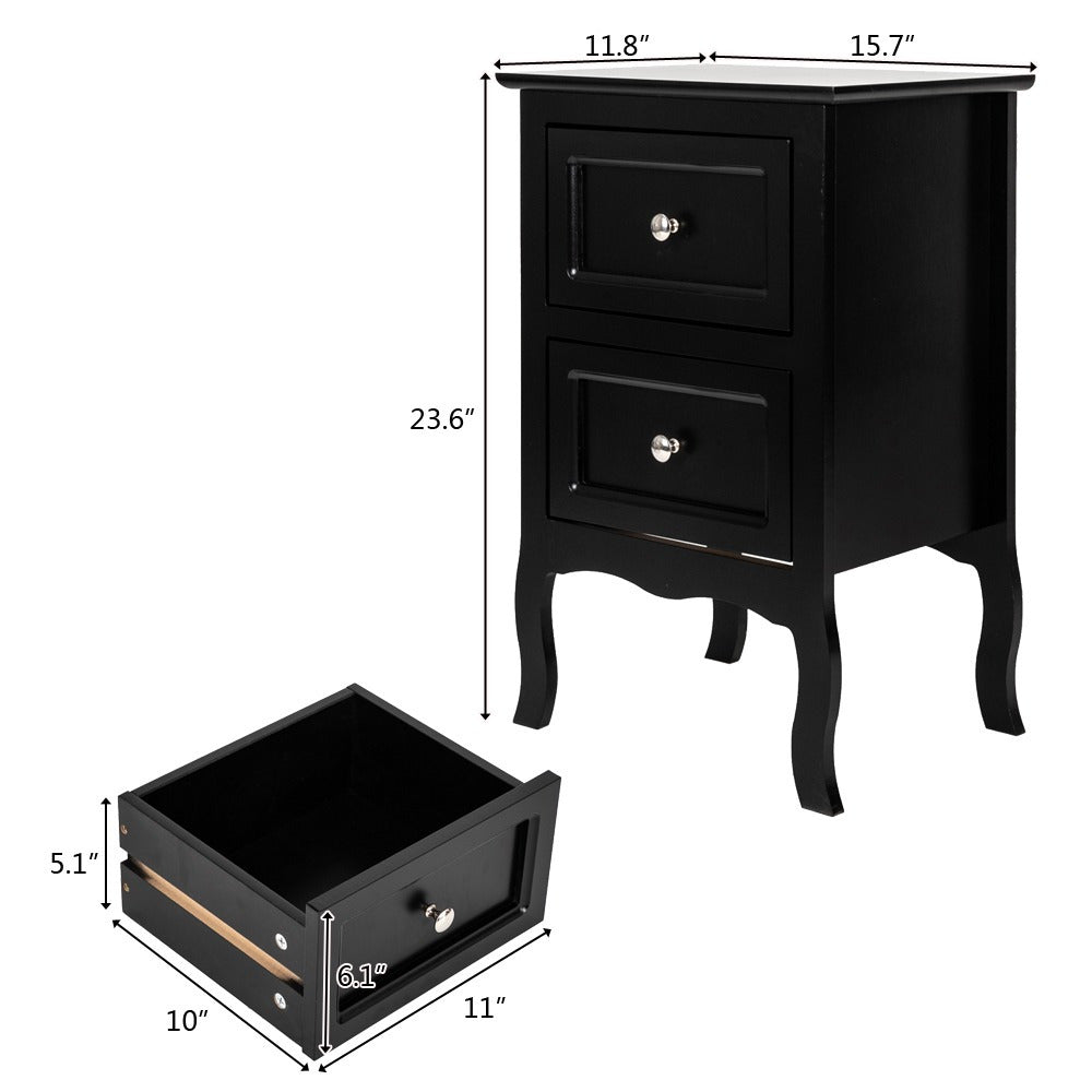 Nightstand with 2 Drawers, Night Stands for Bedrooms, Small Bed Side Table/ Night Stand with Drawers for Small Spaces