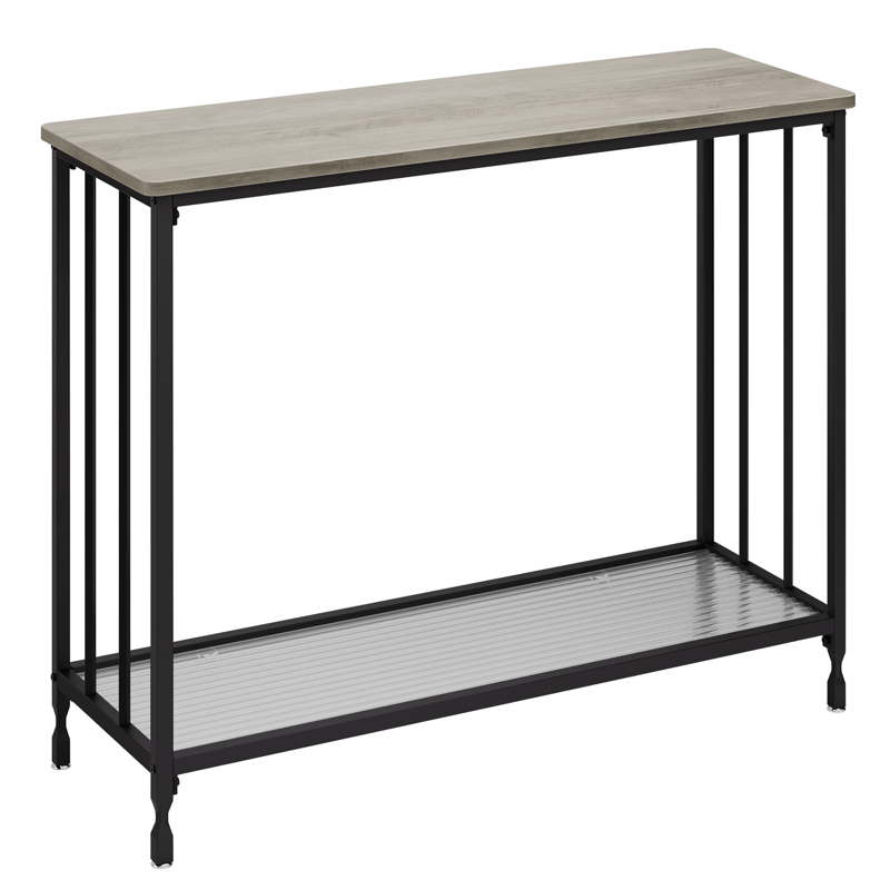 Console Table, Behind Couch Table, Industrial Hallway Table with Glass Shelf and Metal Frame, Narrow Entryway Table, Narrow Console Table, for Hallway, Living Room, Bedroom 105.5X30X81.0cm