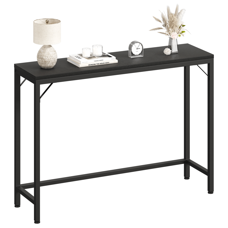 1pc Industrial Narrow Console Table, 100 cm Behind Couch Sofa End Table, Modern Hallway Storage for Entryway, Living Room, Bedroom - Slim Design with Metal Frame and Wooden Top, Console Table for Living Room