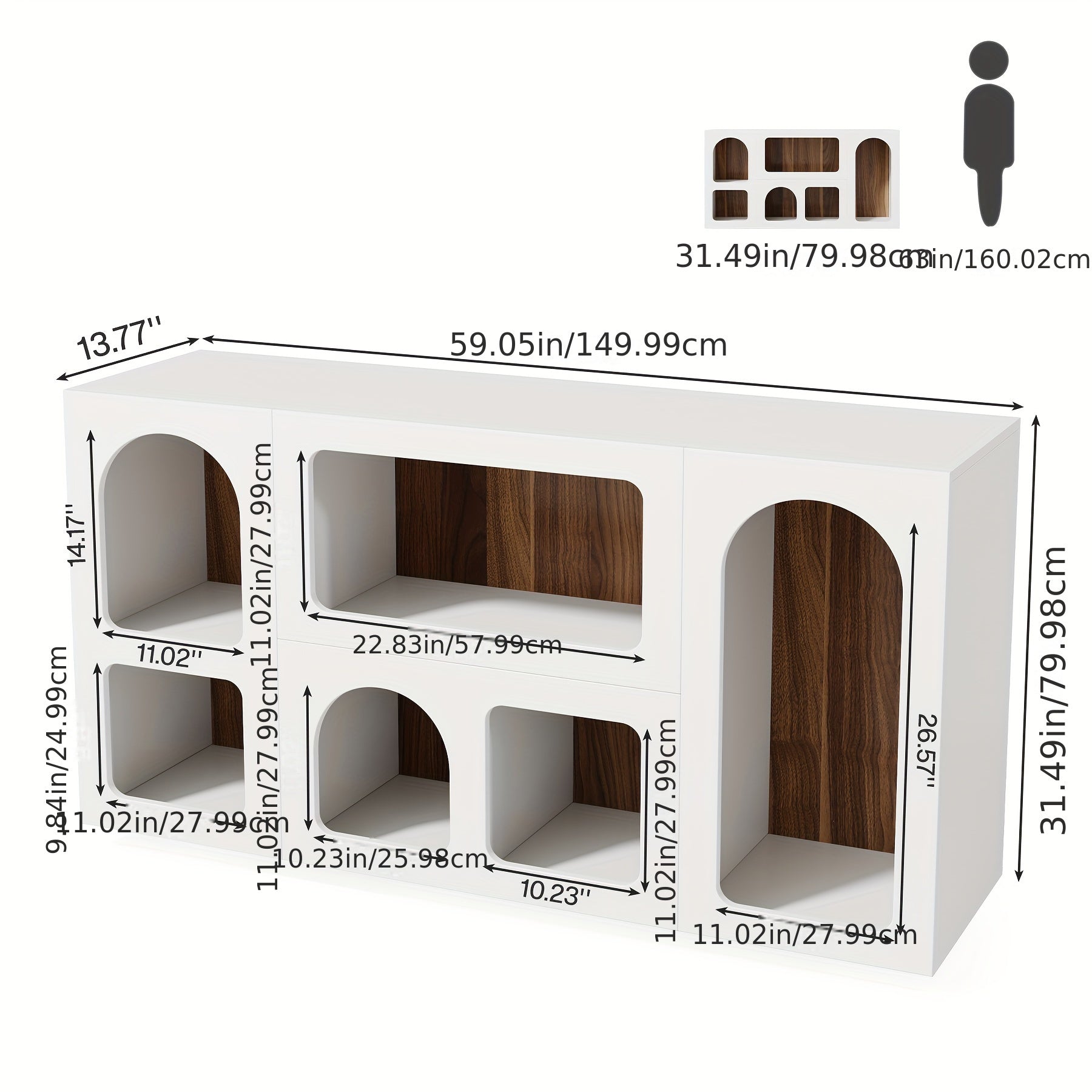 Elegant 150 cm White Console Table with Wooden Accents - Scratch-Resistant, Easy to Clean, Multi-Compartment Storage Organizer for Entryway or Living Room