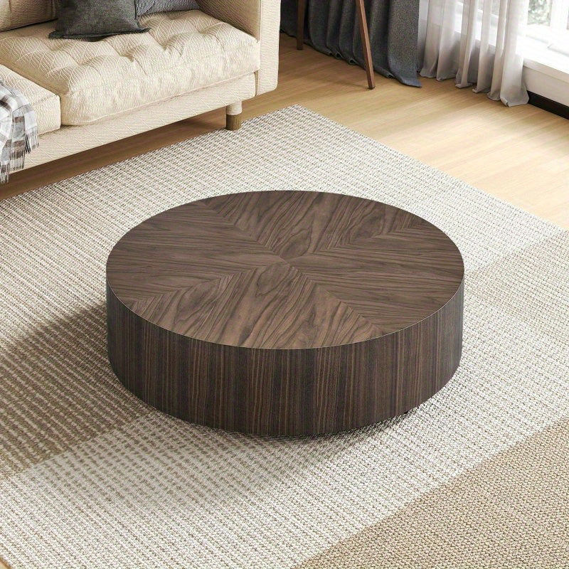 88cm Round Coffee Tables for Living Room, Modern Minimalist Side Tables Accent End Table Drum Center Table for Apartment, Office