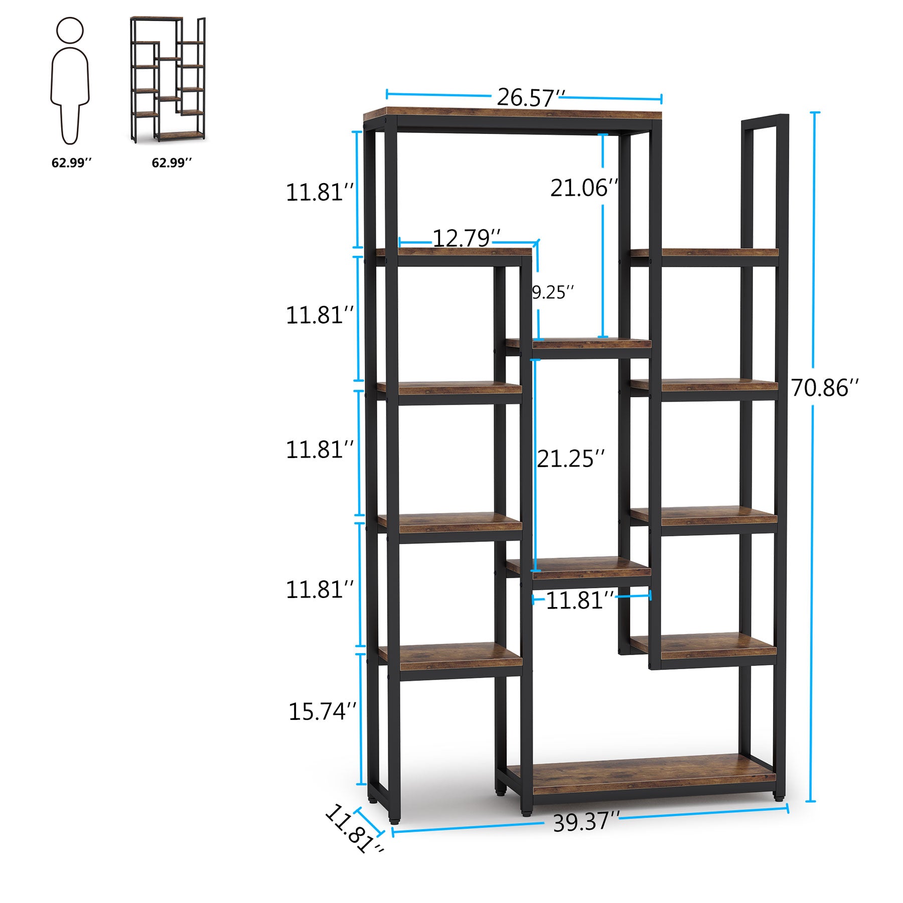 180 cm Bookshelf Display Bookcase with 12 Open Shelves