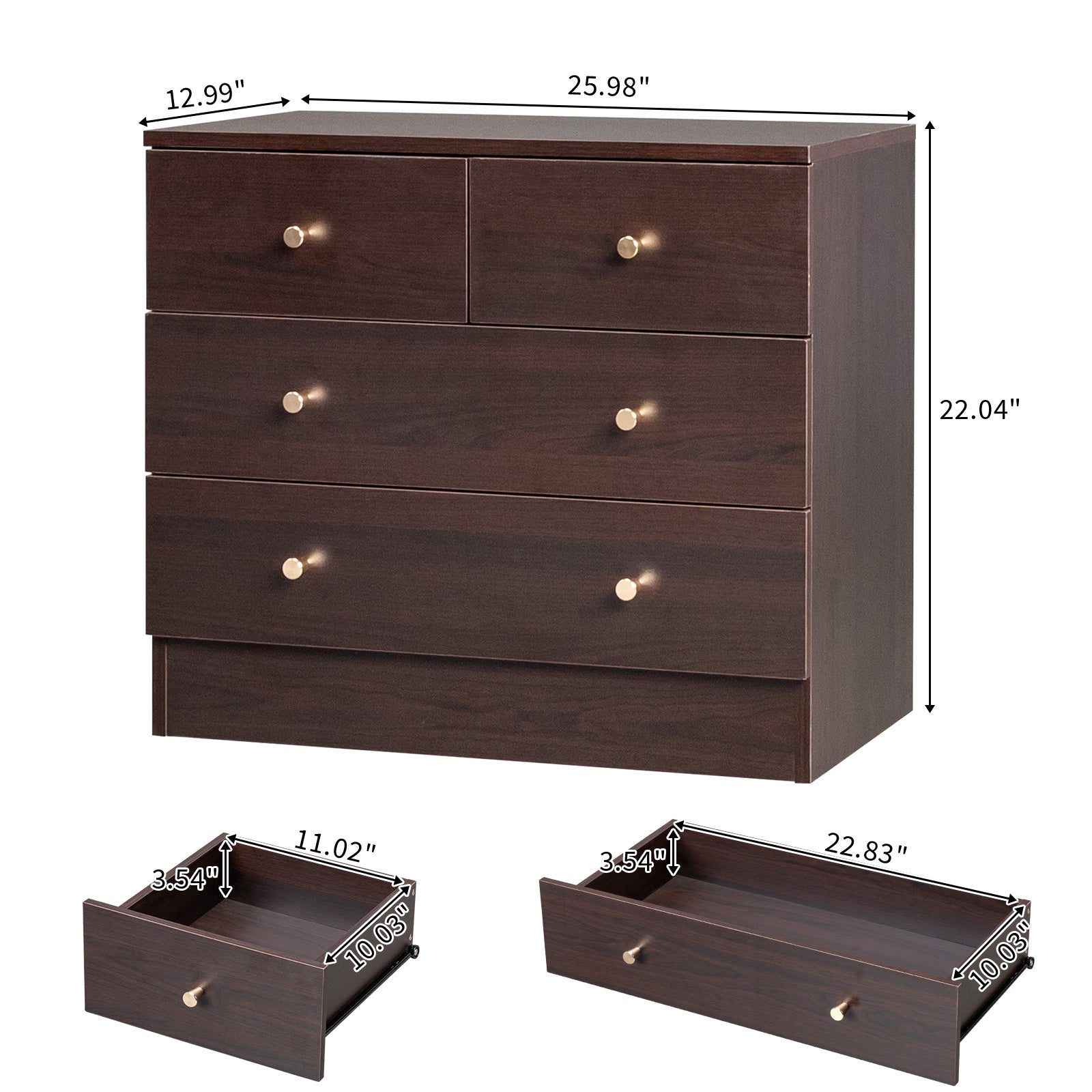 4/ 5/ 6/ 7 Drawer Wood Dresser for Bedroom, Chest of Drawers, Storage Organization Unit for Clothing, Brown