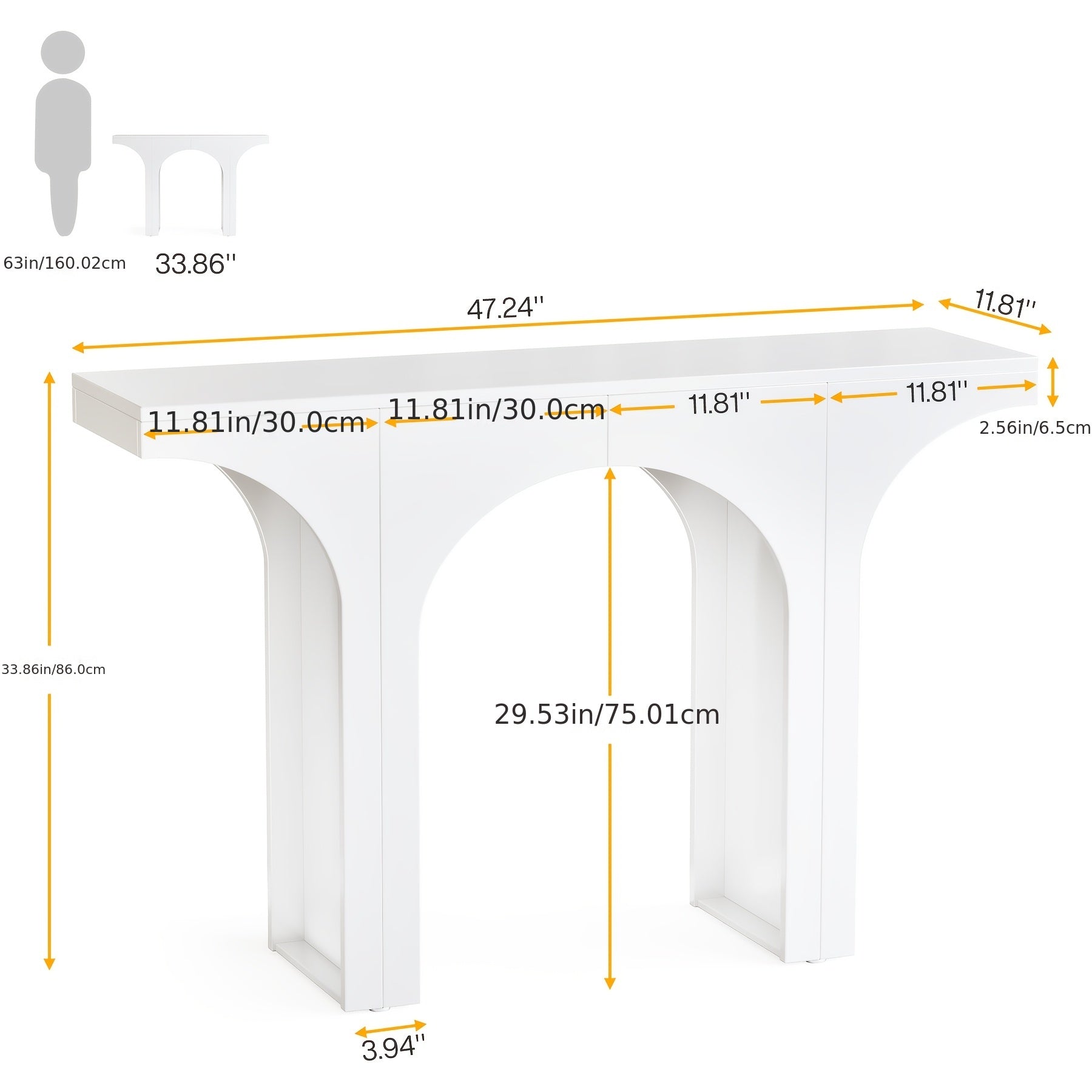 120-Cm Wooden Console Table, Narrow Design Modern Sofa Table, Suitable for Entryway, Hallway, Living Room, and Foyer