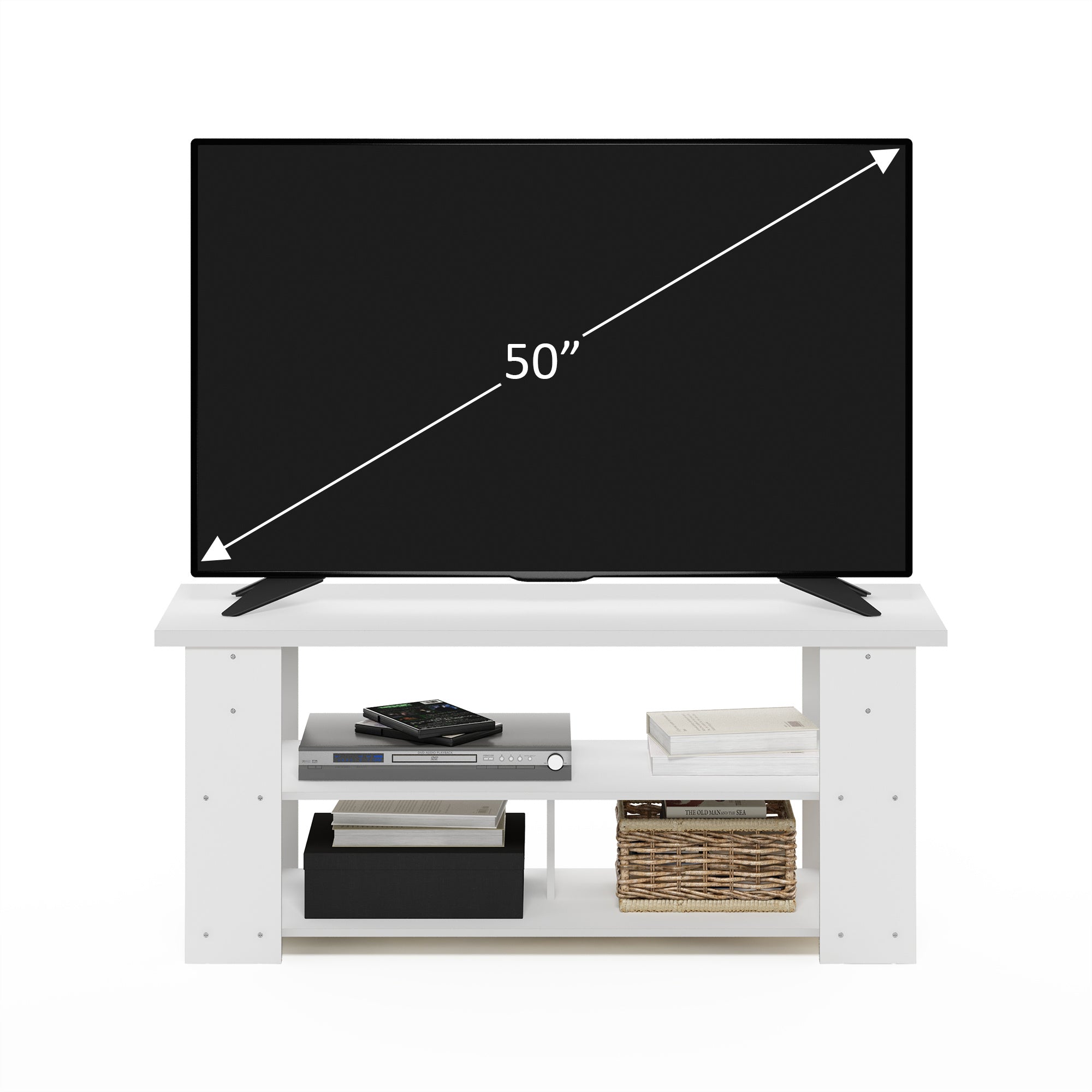 TV Stand Up To 55-Inch, Sleek Media Console with Elevated Risers