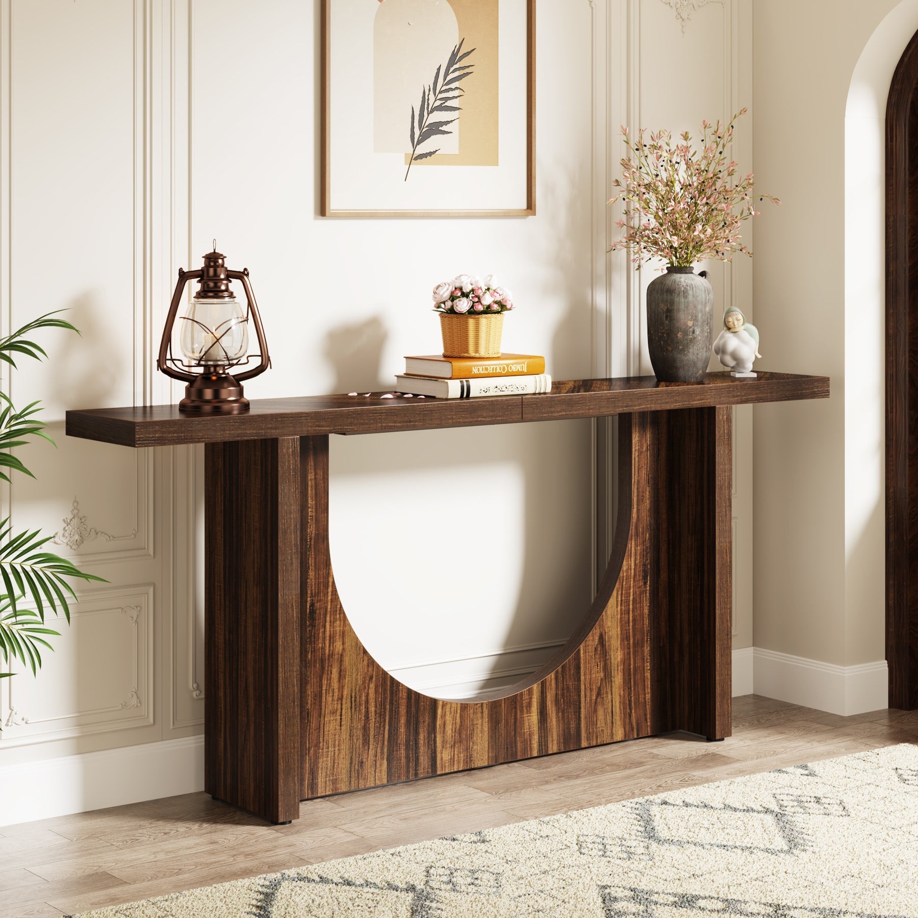 Farmhouse Console Table, 180 cm Wooden Hallway Foyer Table