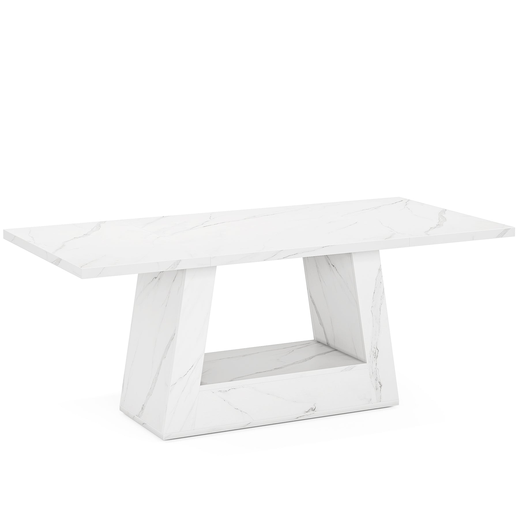 Faux Marble Dining Table, 160 cm Kitchen Table for 4 to 6 People