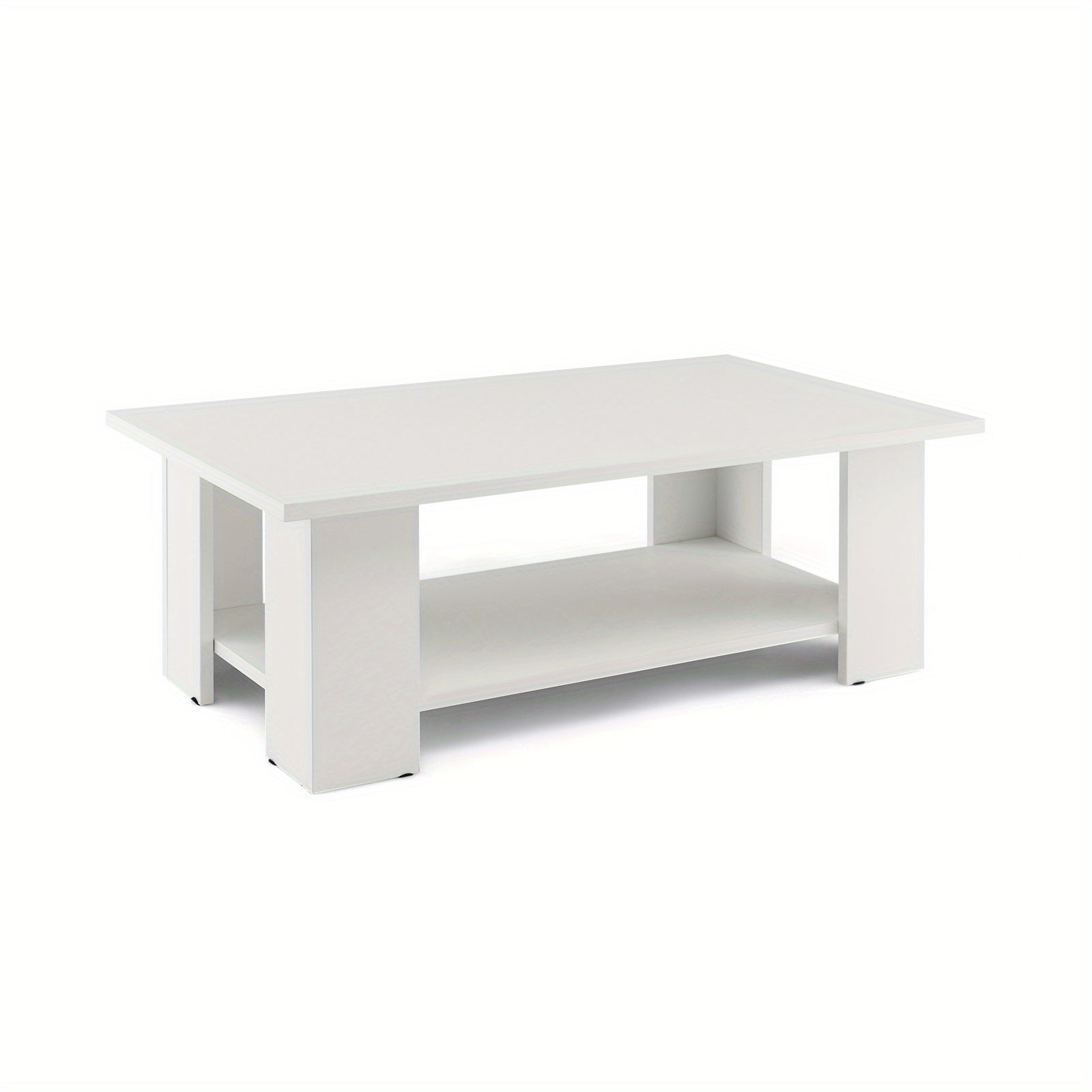 2-Tier Coffee Table with Storage Shelf - Contemporary Style Center Table for Living Room, Portable, No Assembly Required, Use Without Electricity, Made of Non-Wood Materials