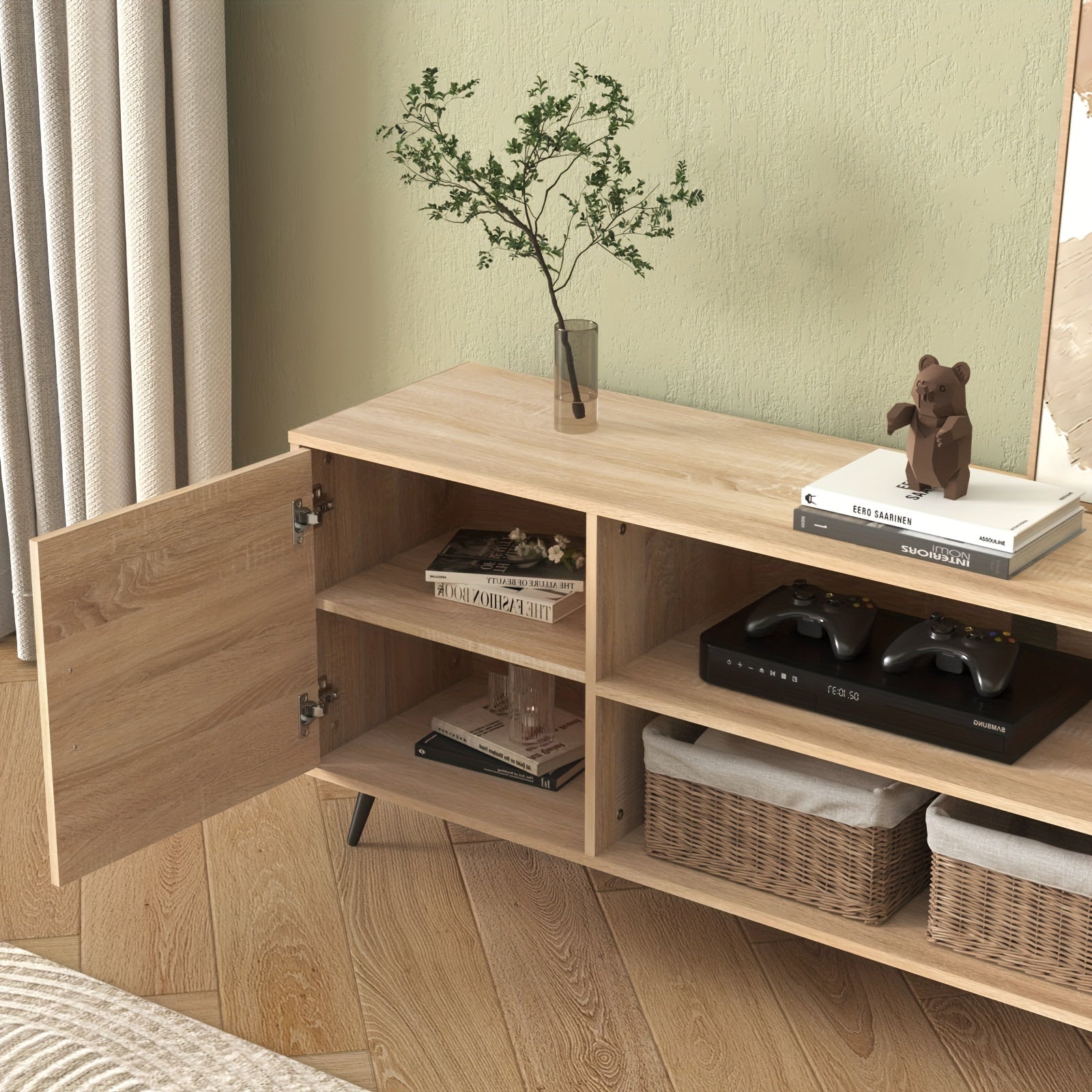 178cm Modern TV Stand For 203cm TV, Wood TV Stand With Storage, Entertainment Center For Living Room Bedroom, TV Media Console