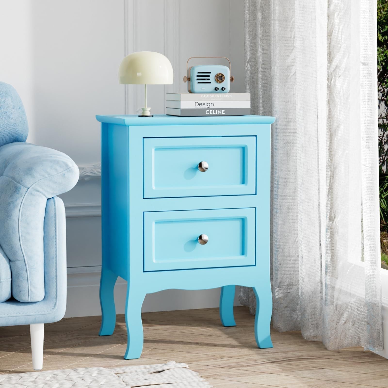 Nightstand with 2 Drawers, Night Stands for Bedrooms, Small Bed Side Table/ Night Stand with Drawers for Small Spaces