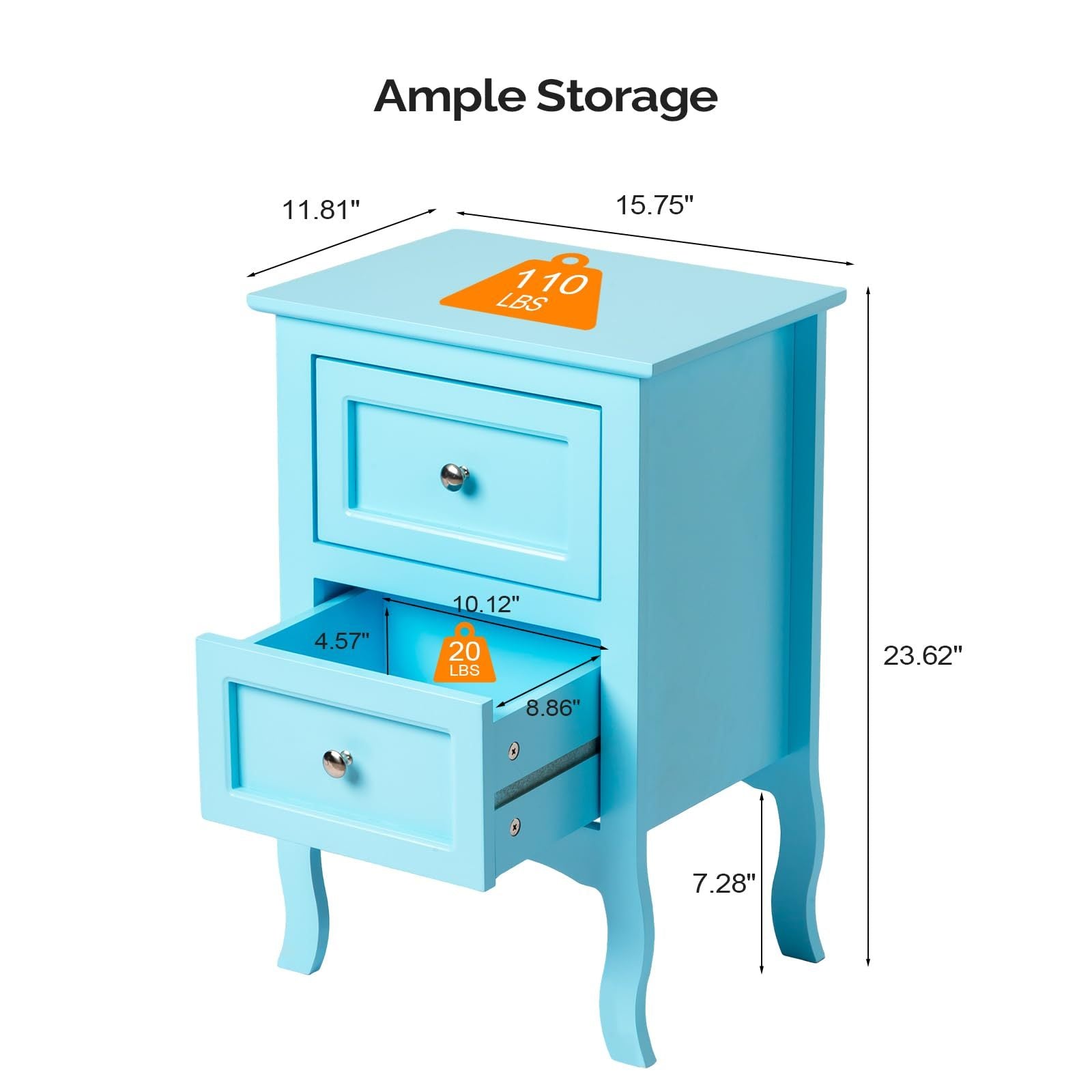 Nightstand with 2 Drawers, Night Stands for Bedrooms, Small Bed Side Table/ Night Stand with Drawers for Small Spaces