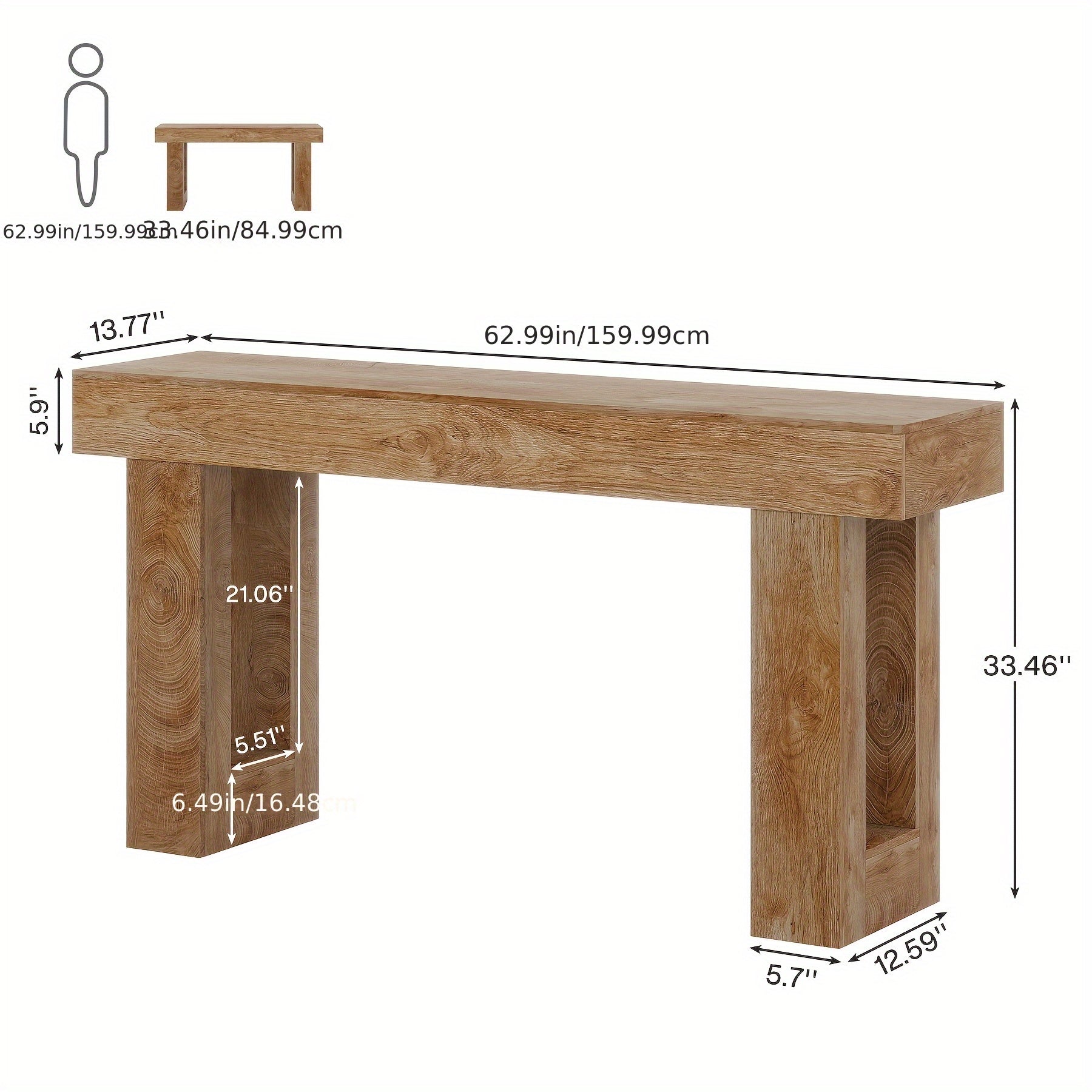 160 cm Farmhouse Console Table – Industrial-Style Hallway Table, Perfect for Living Room, Entryway, or Foyer – Rustic Charm Meets Modern Design