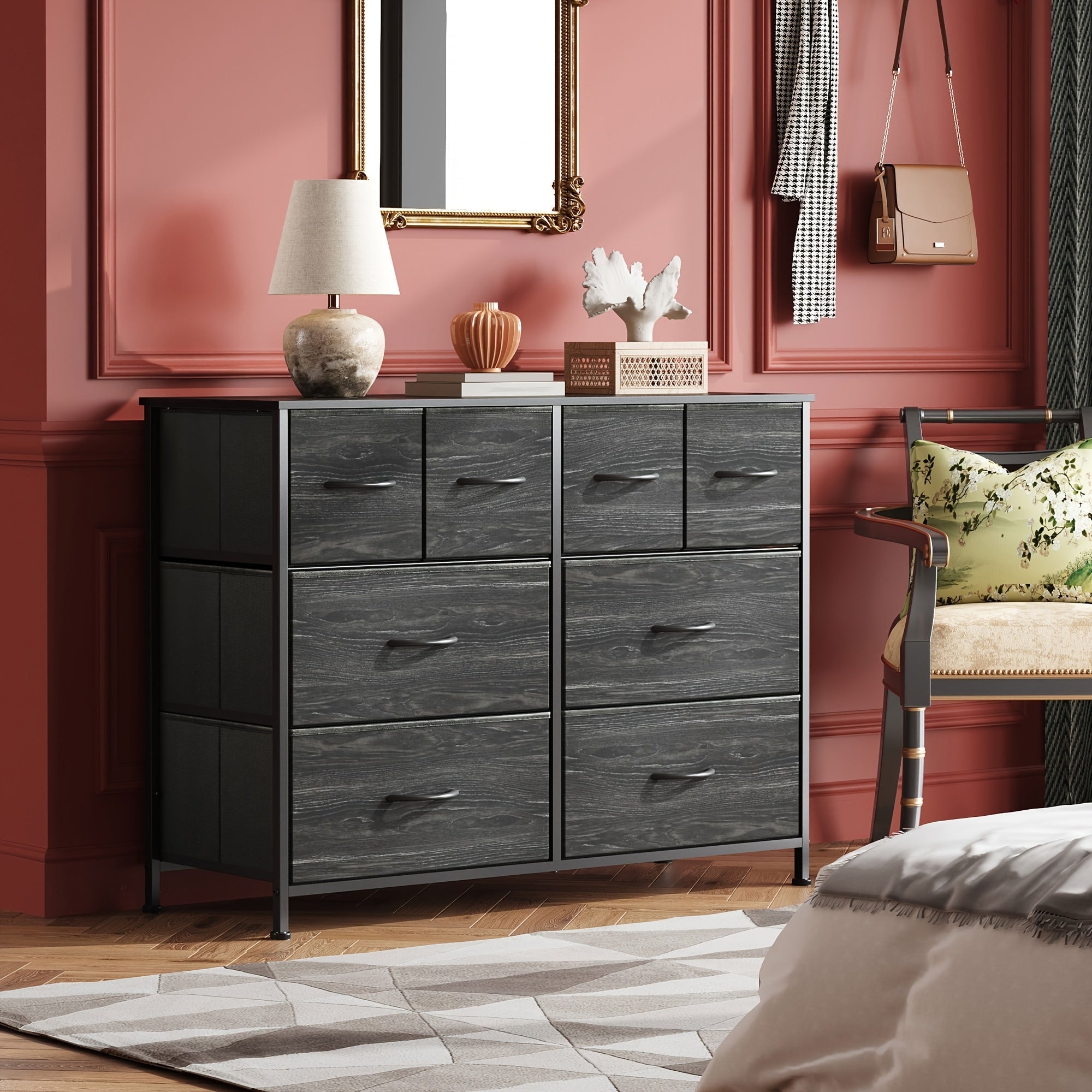 Dresser for Bedroom with 8 Drawers, Wide Fabric Dresser for Storage and Organization, Bedroom Dresser, Chest of Drawers for Living Room, Closet, Entryway