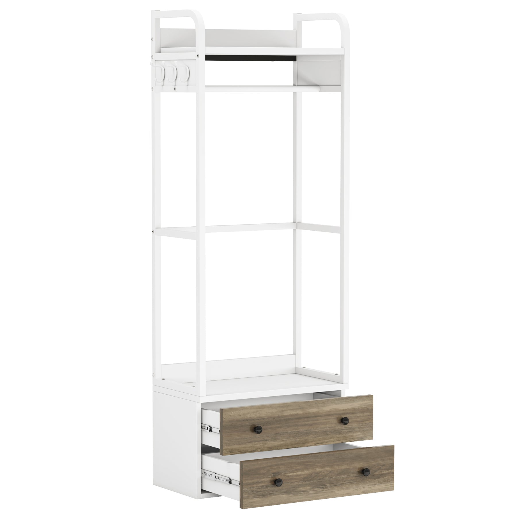 Freestanding Closet Organizer, Coat Rack with Drawers and Shelves (in cm)