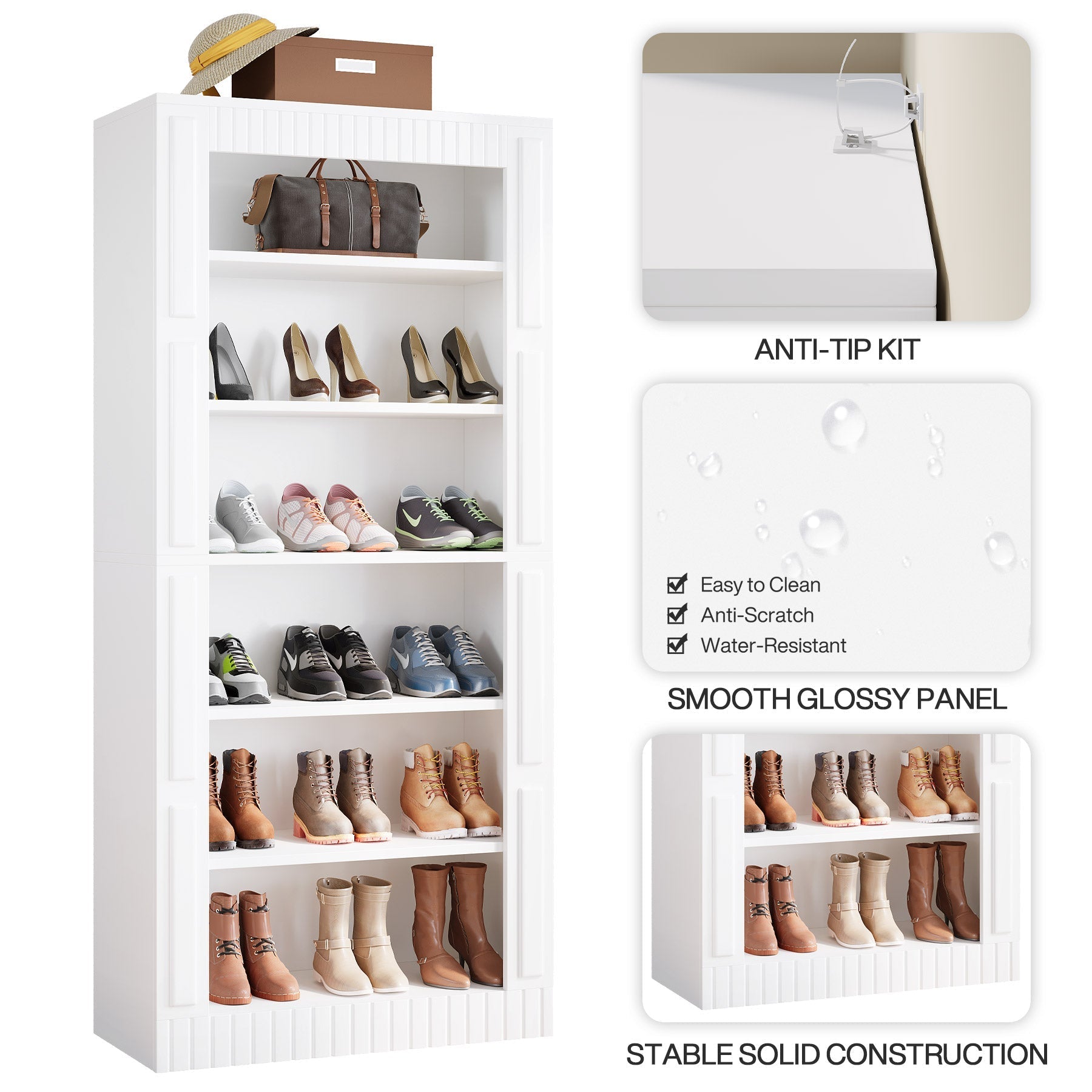 Freestanding Shoe Cabinet, 6-Tier Shoe Storage Rack (in cm)