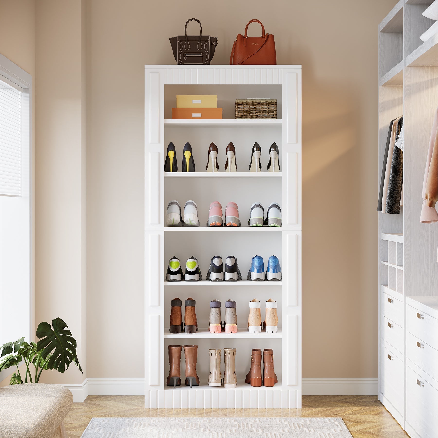 Freestanding Shoe Cabinet, 6-Tier Shoe Storage Rack (Dimensions in cm)