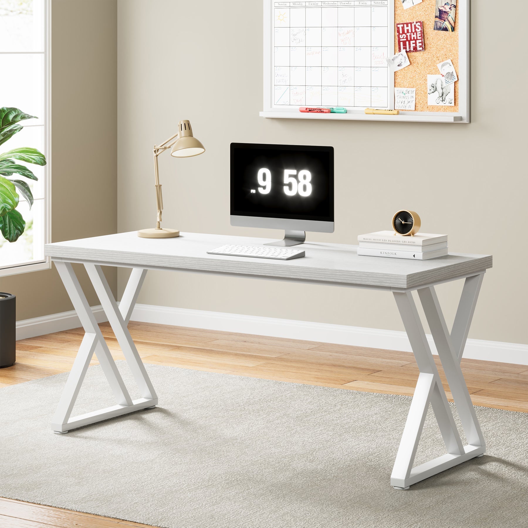 Heavy-Duty Computer Desk, 140 cm Simple Study Desk Writing Table