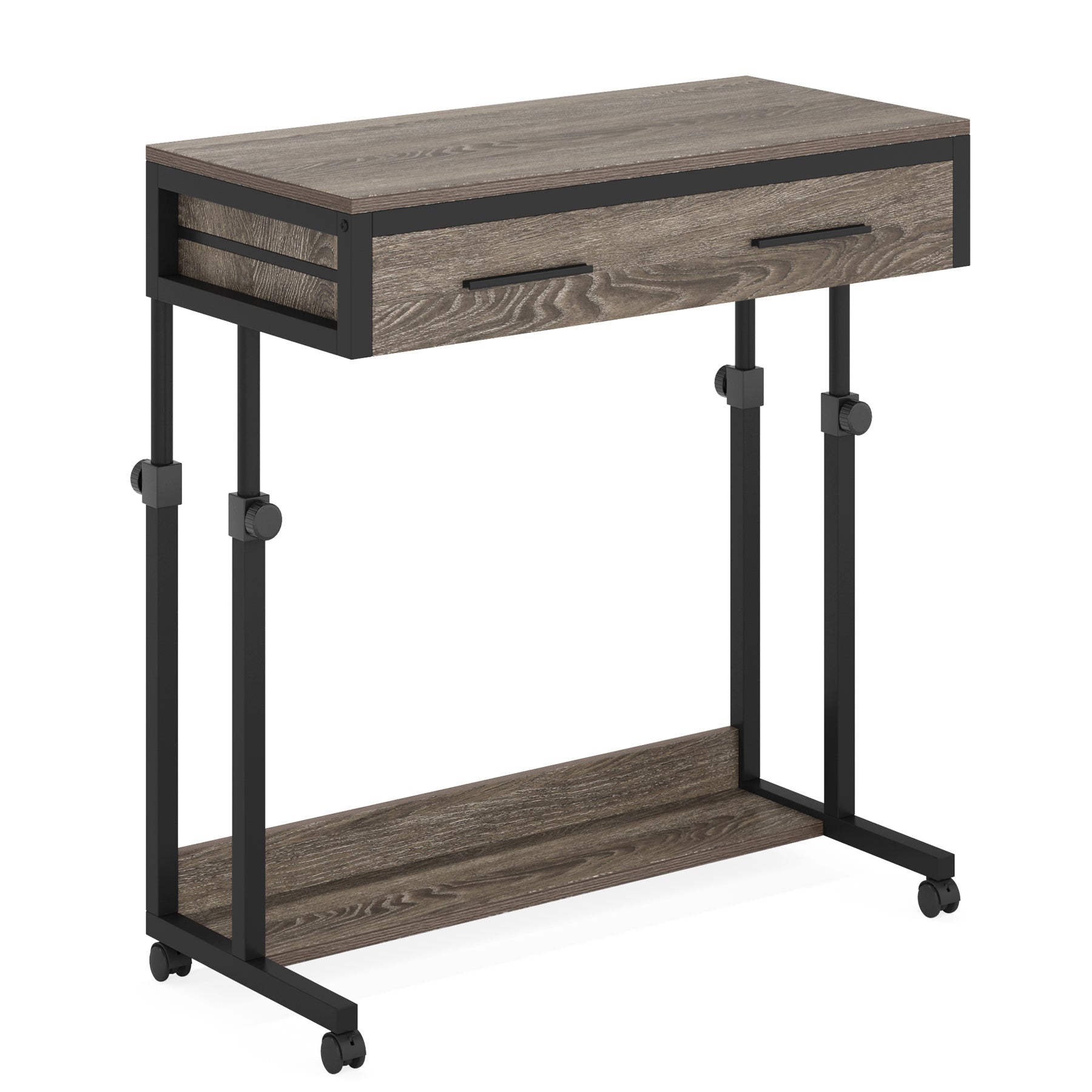 Height Adjustable Desk, Mobile Side Table Portable Desk with Drawers (cm)