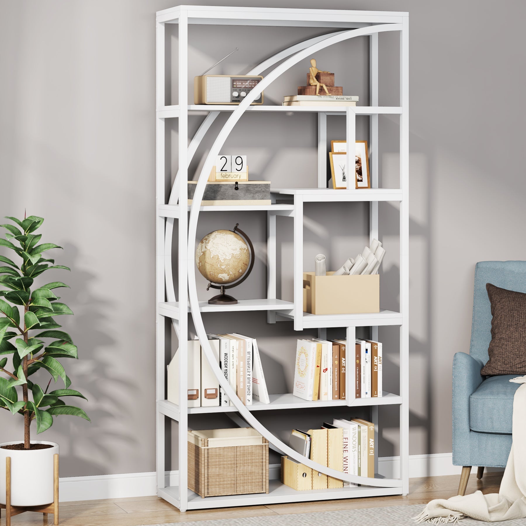 Industrial Bookshelf Bookcase with 20.32 cm Open Storage Shelves