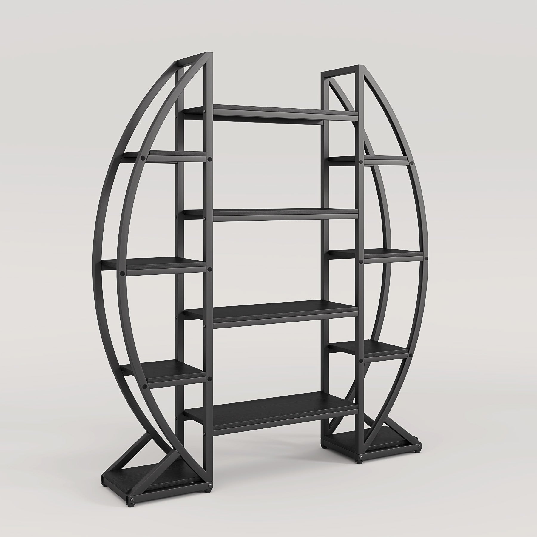 Industrial Bookshelf, Oval Triple Wide Etagere Bookcases Display Shelves (cm)