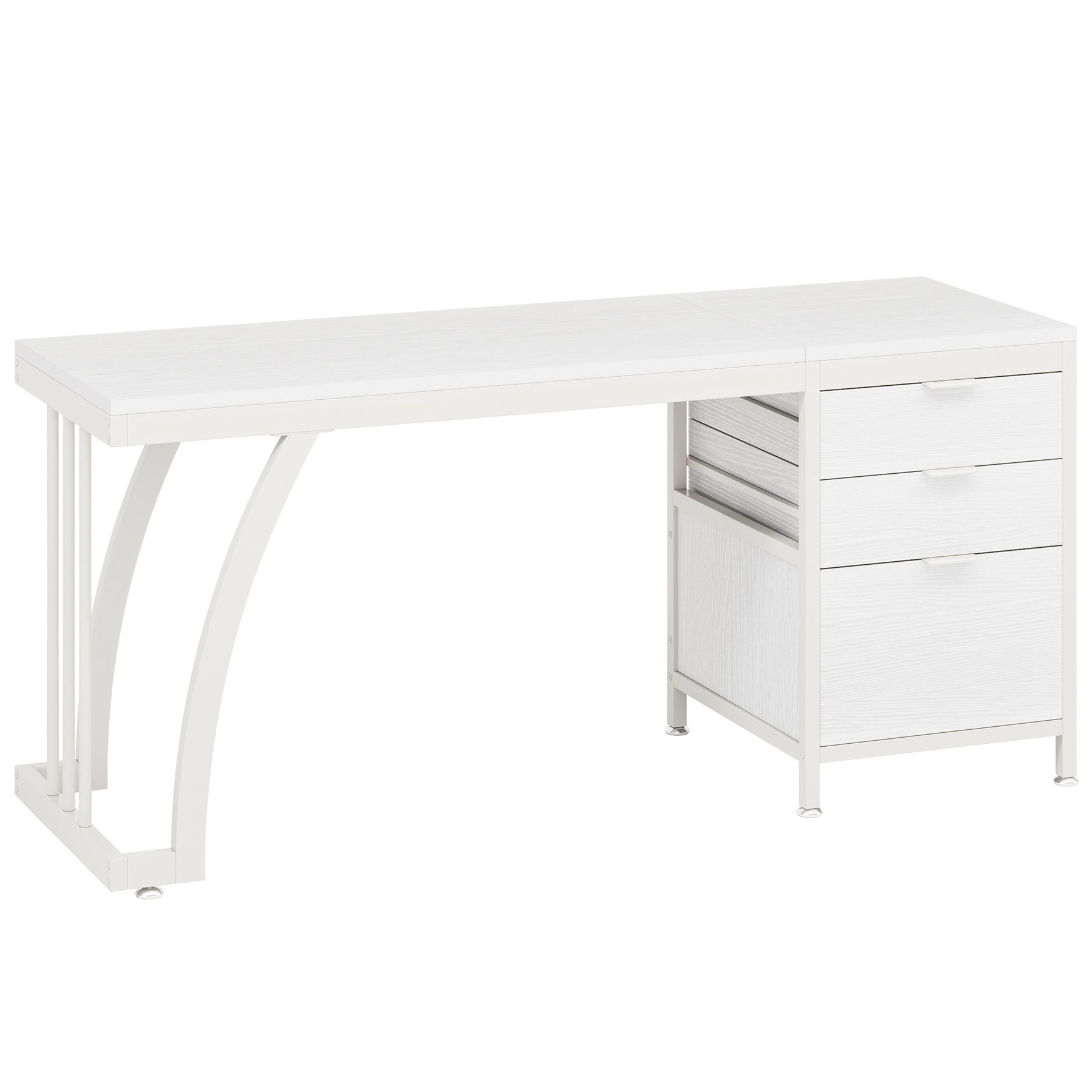 Industrial Computer Desk, 150 cm Study Desk with Reversible Drawer Cabinet