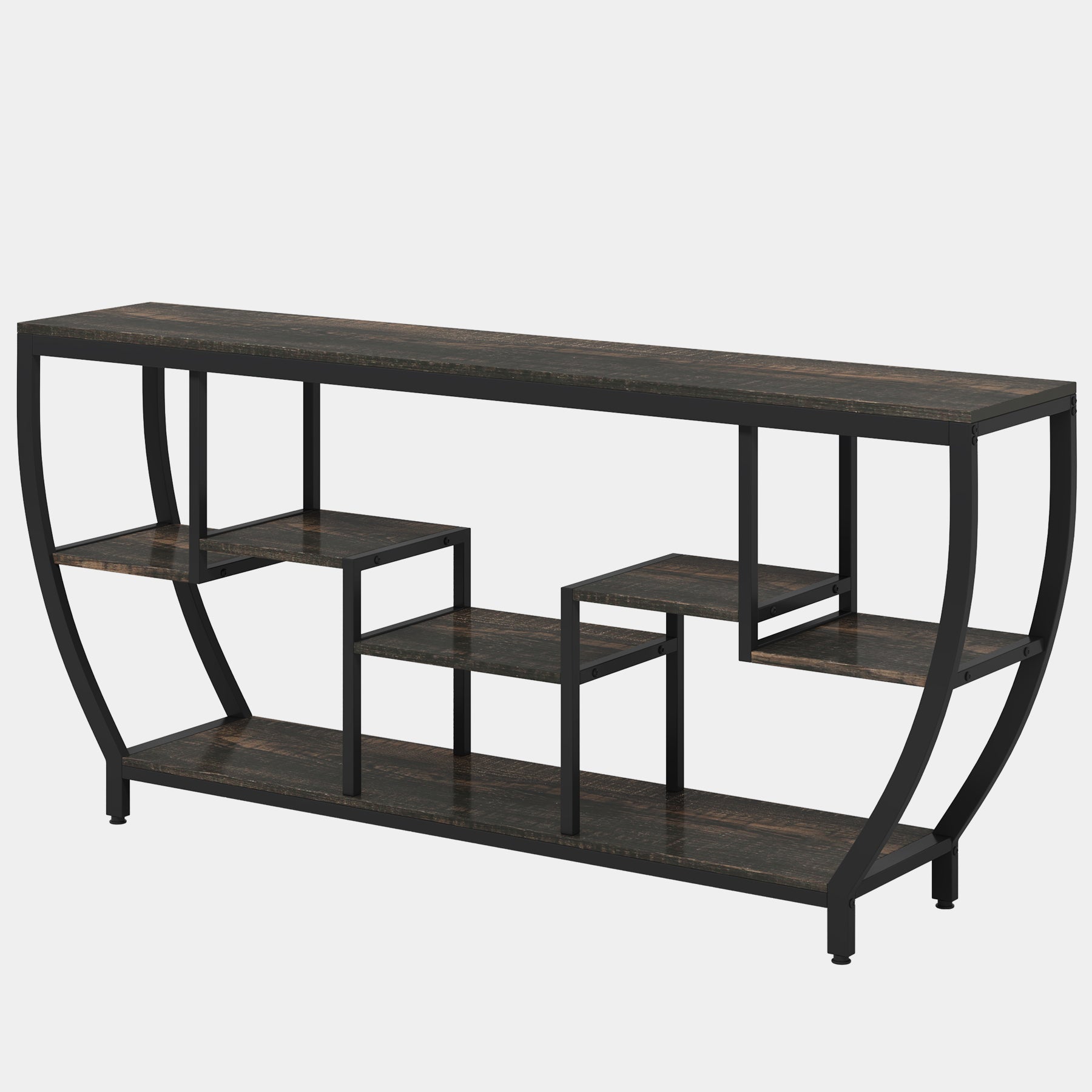 Industrial Console Table, 180 cm Entryway Sofa Table with Shelves