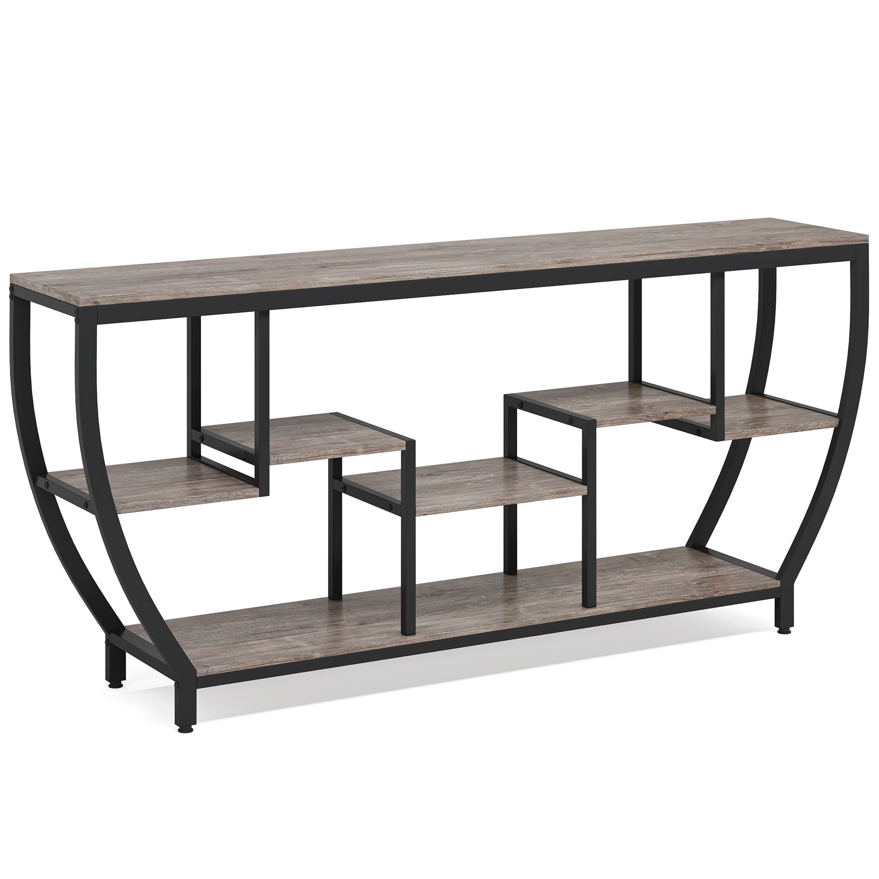 Industrial Console Table, 180 cm Entryway Sofa Table with Shelves