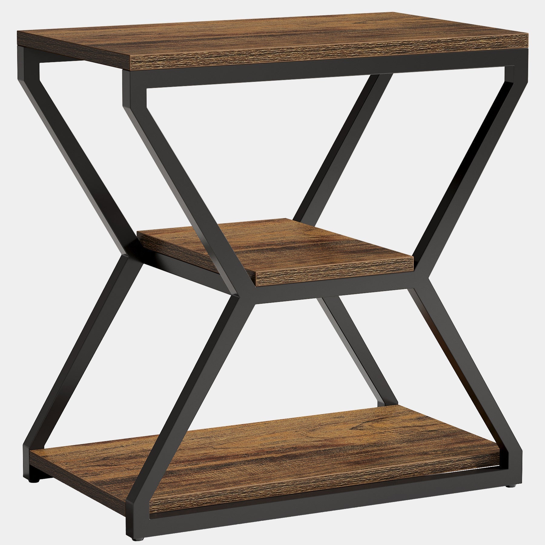 Industrial End Table, 3-Tier Sofa Side Table Bedside Table