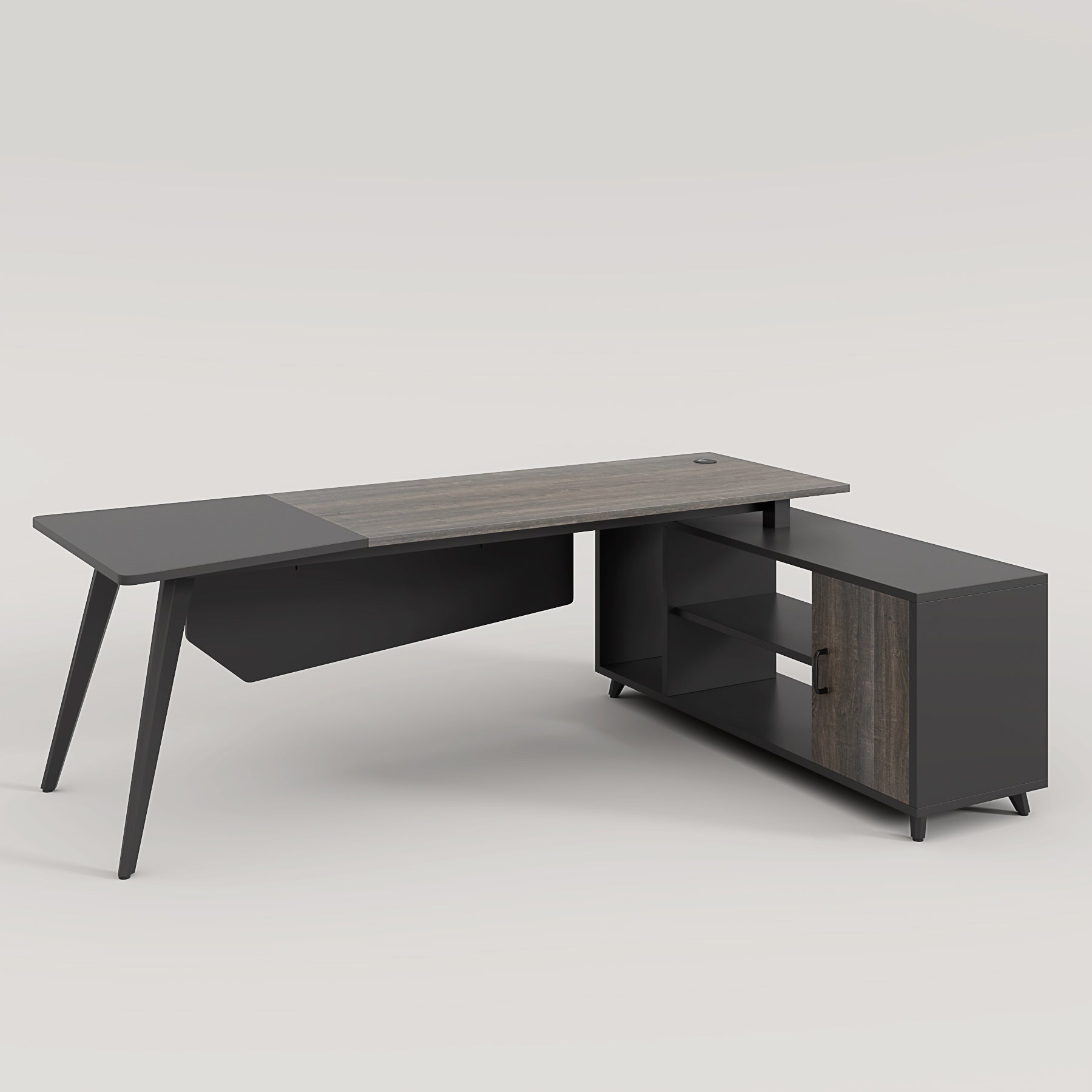 Industrial L-Shaped Desk, 200 cm Executive Office Desk with File Cabinet