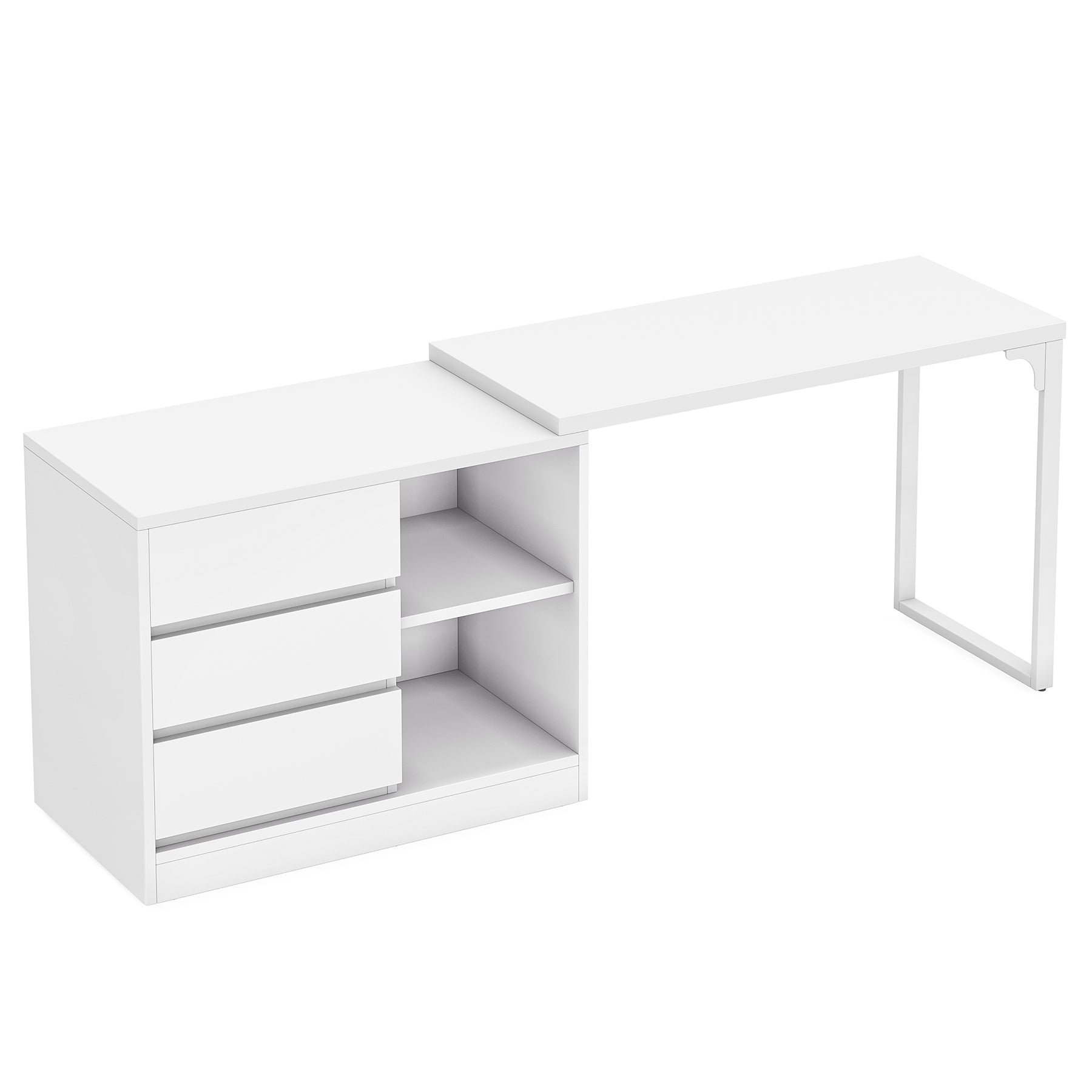 L-Shaped Computer Desk, Reversible Corner Desk with Drawer Cabinet (cm)