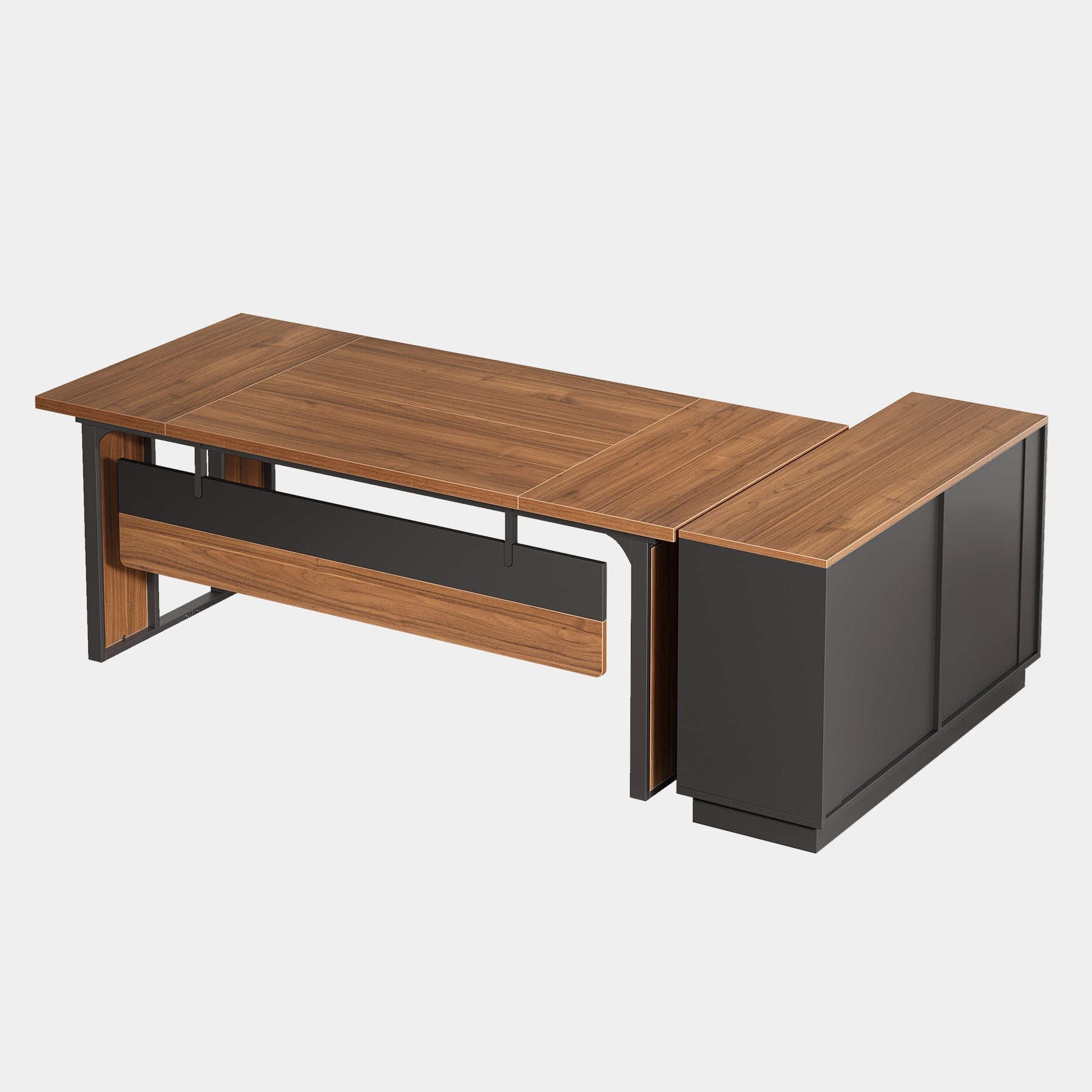 L-Shaped Executive Desk, 160 cm Computer Desk Workstation with File Cabinet