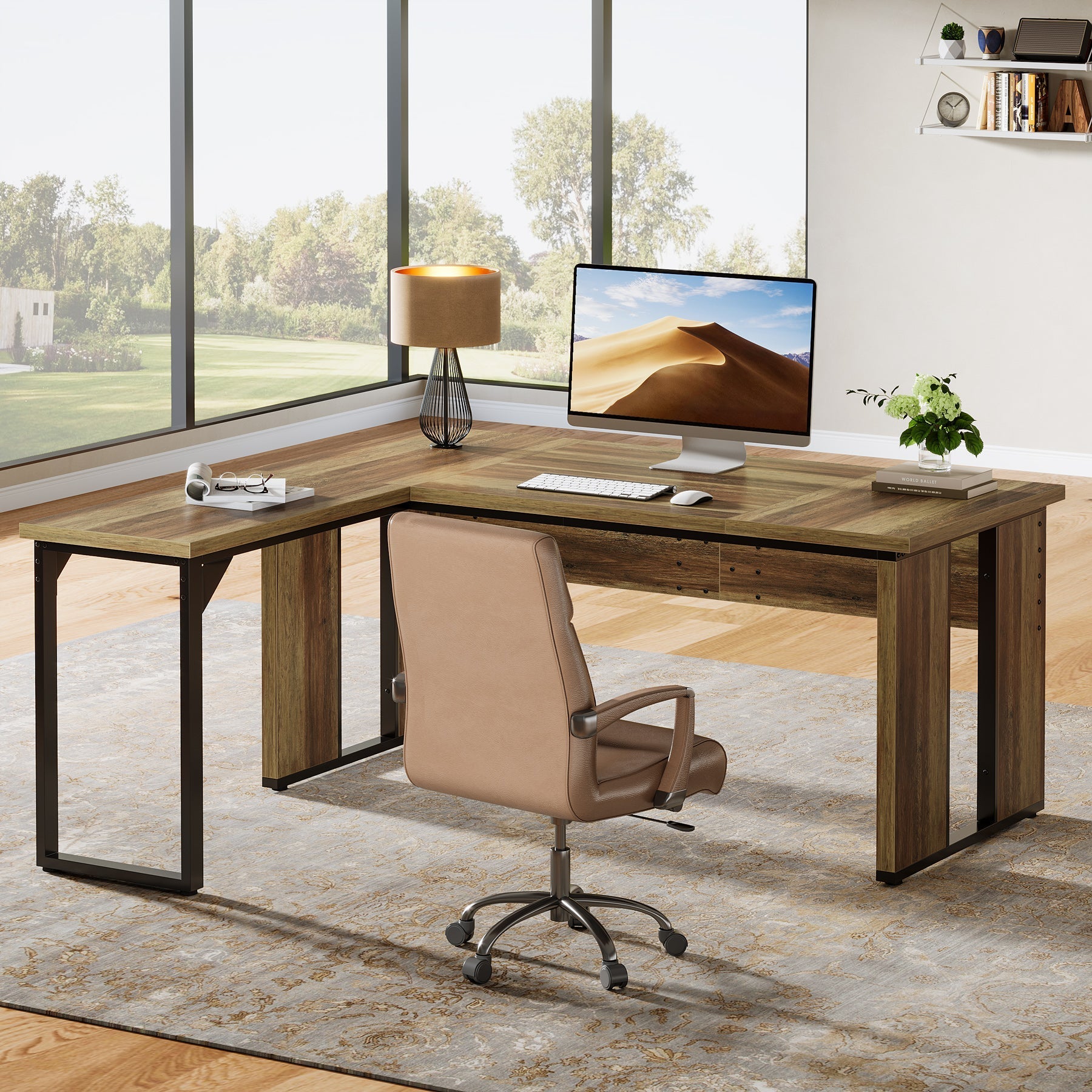 L-Shaped Executive Desk, 160 cm Corner Table Computer Desk Workstations