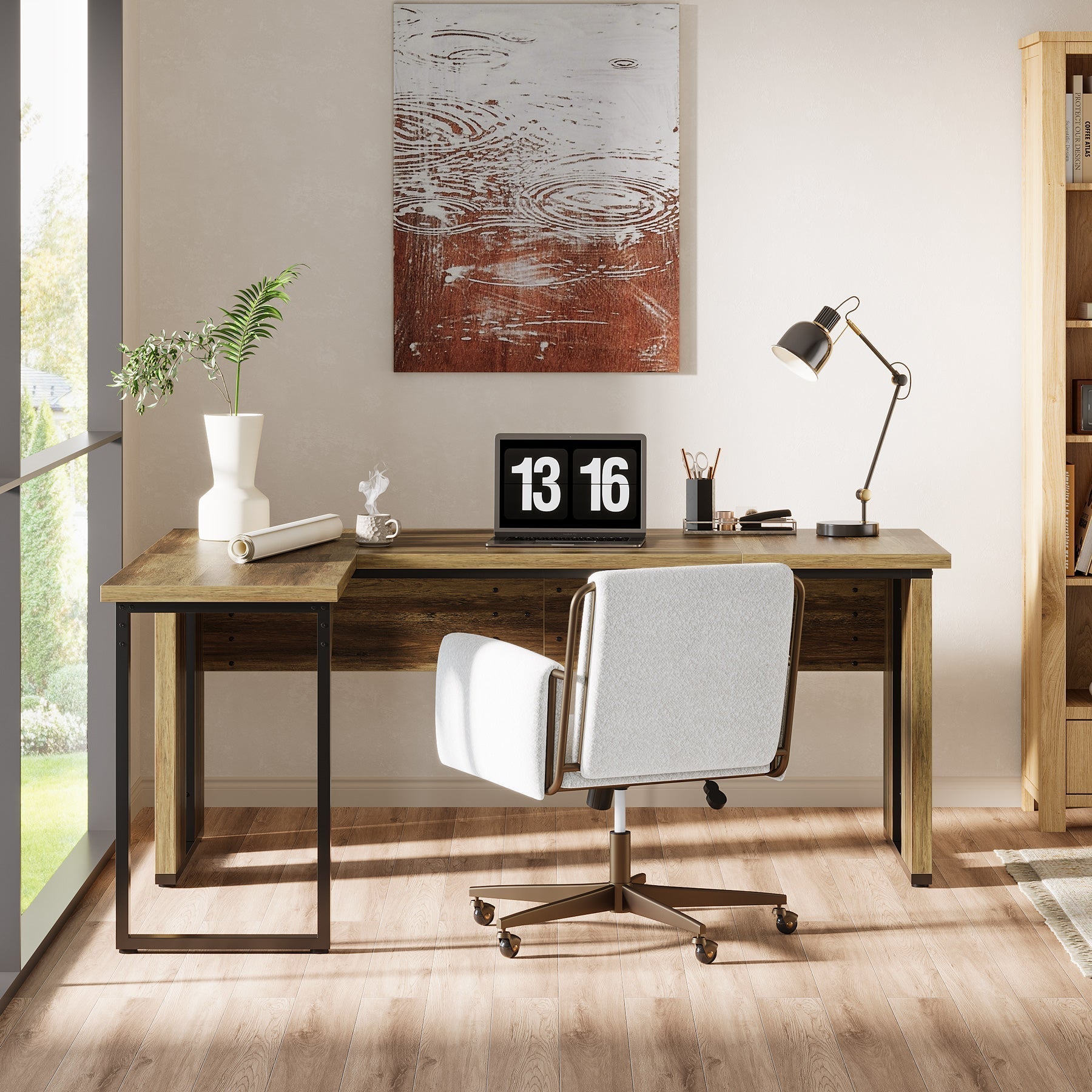 L-Shaped Executive Desk, 160 cm Corner Table Computer Desk Workstations