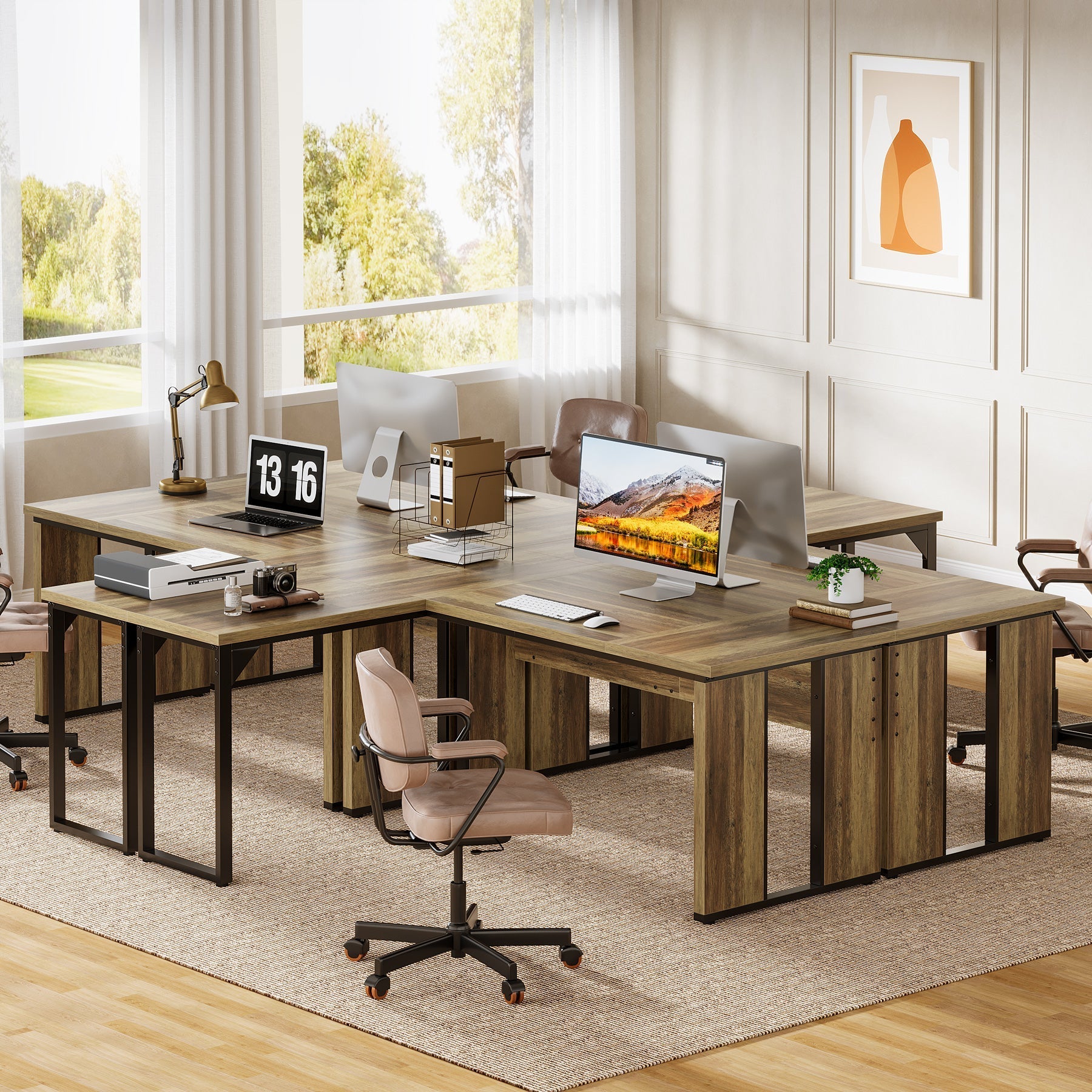 L-Shaped Executive Desk, 160 cm Corner Table Computer Desk Workstations