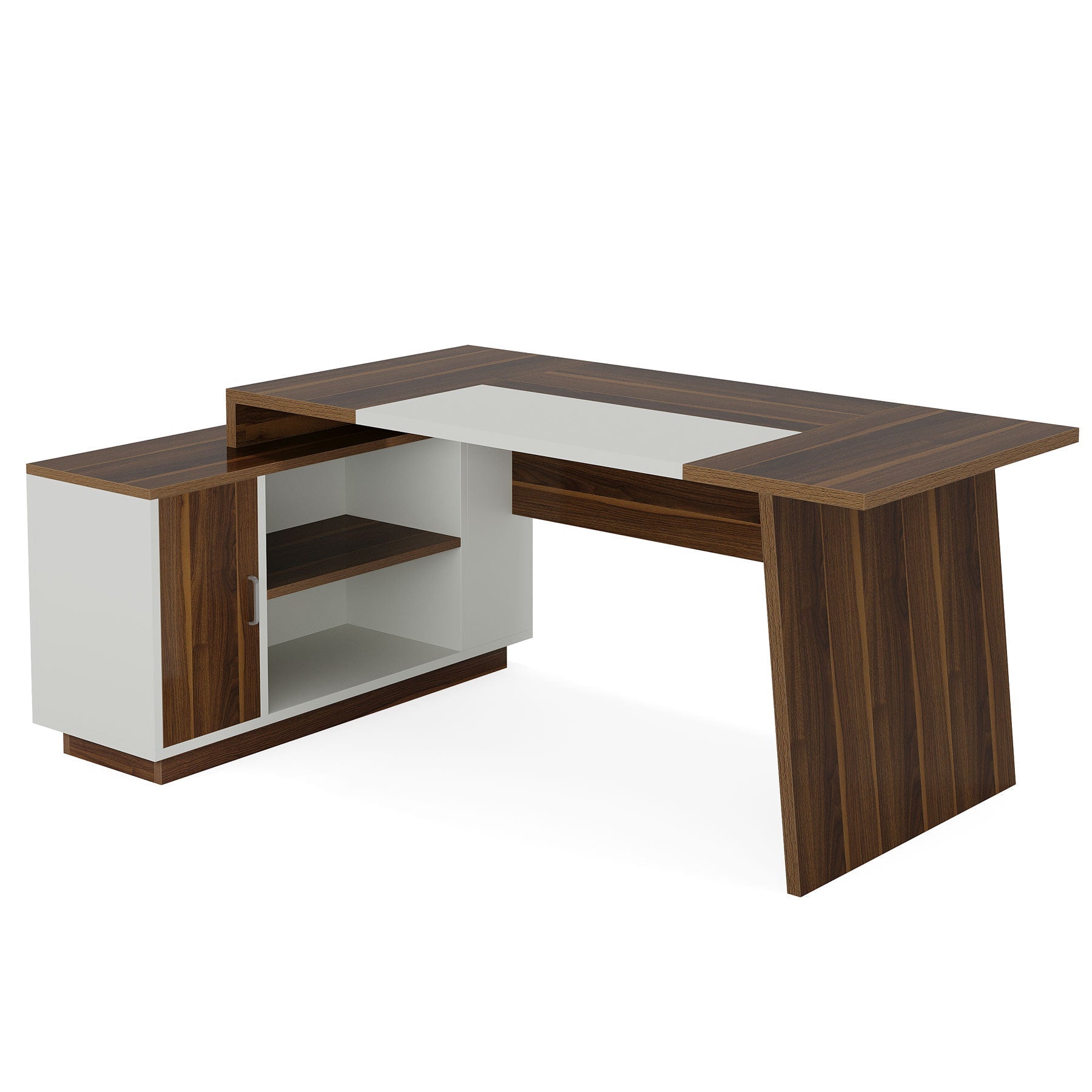 L-Shaped Executive Desk, 179 cm Computer Desk with Cabinet