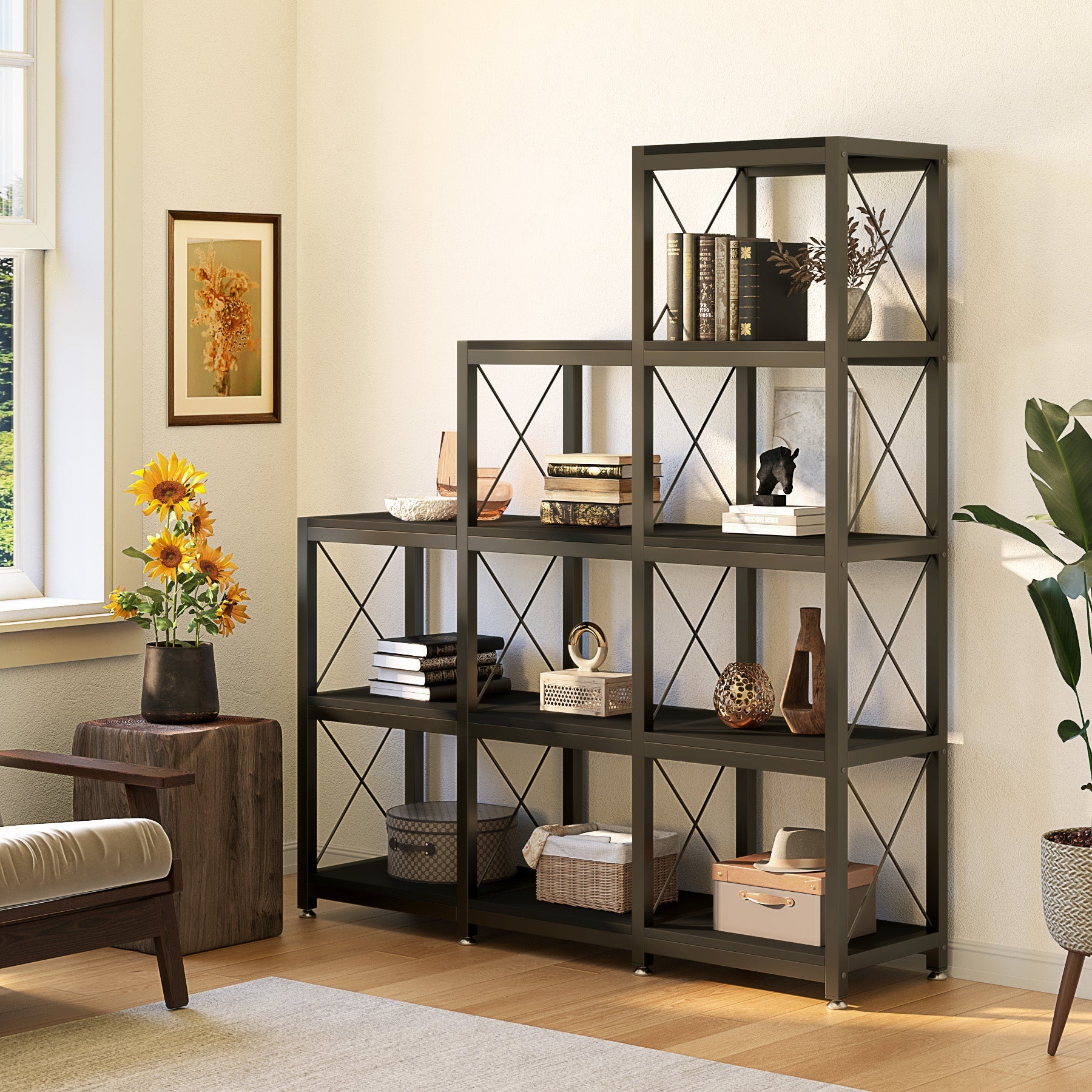 Ladder Bookshelf, 30.5 cm Shelves Industrial Etagere Bookcase