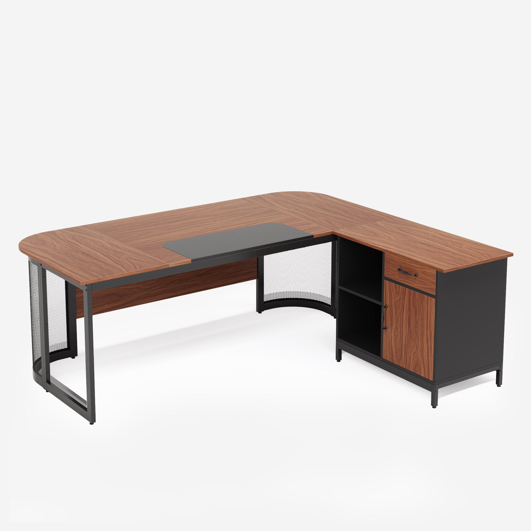 Large L-Shaped Desk, 160 cm Executive Desk with 79 cm Drawer Cabinet