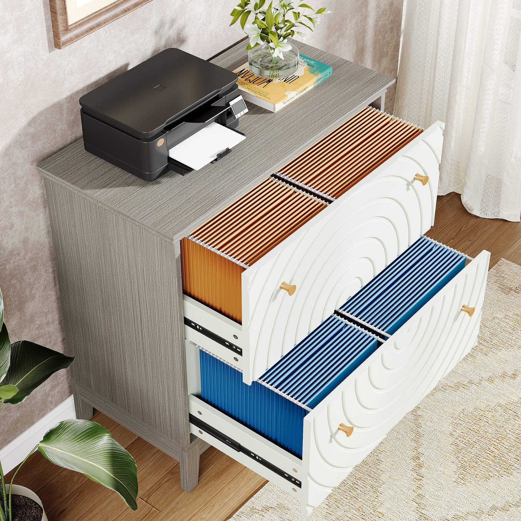 Lateral File Cabinet, Modern Filing Storage Cabinet with 2 Drawers (in cm)