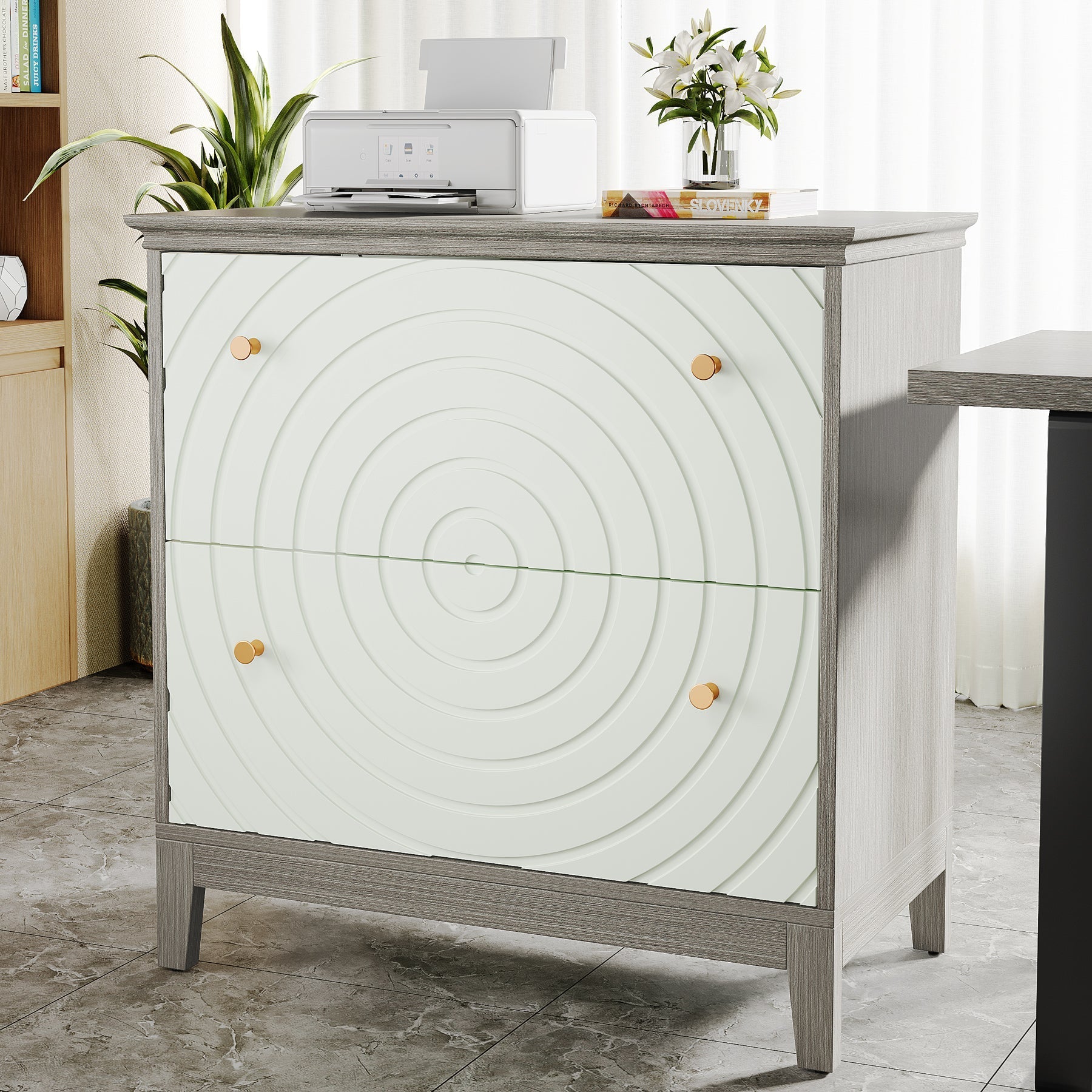 Lateral File Cabinet, Modern Filing Storage Cabinet with 2 Drawers (in cm)