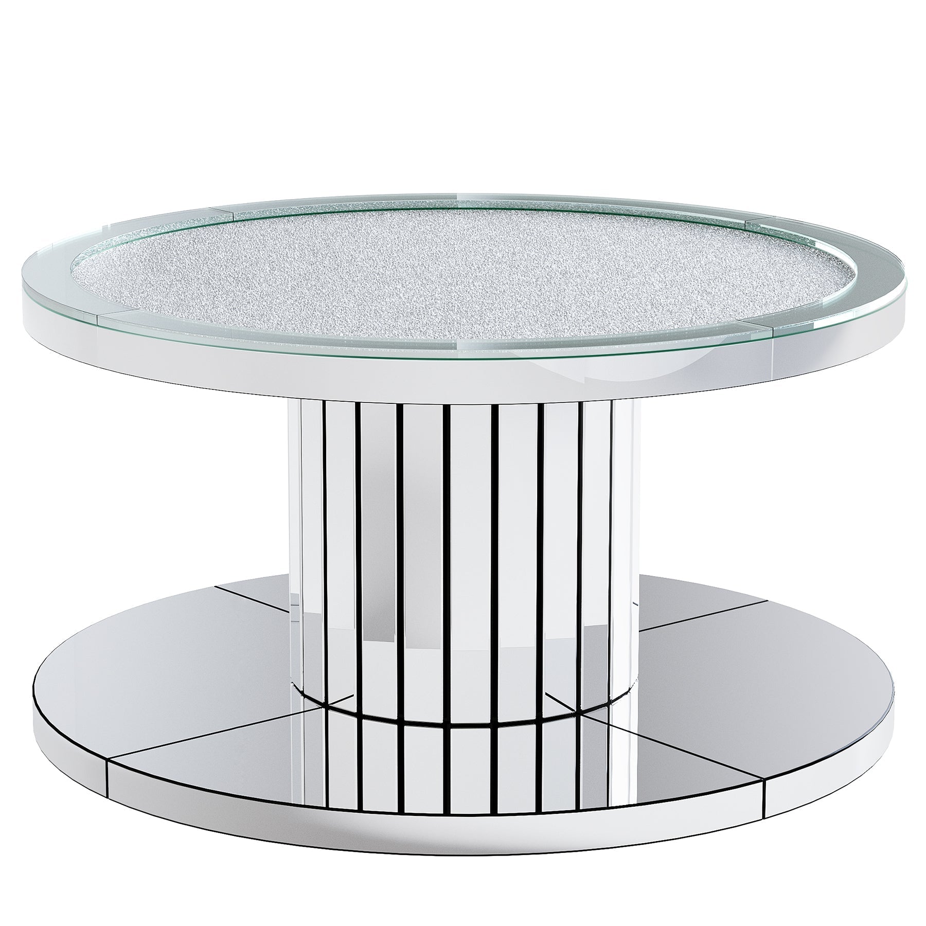 Mirrored Coffee Table, 75 cm Center Table 2-Tier Snack Table