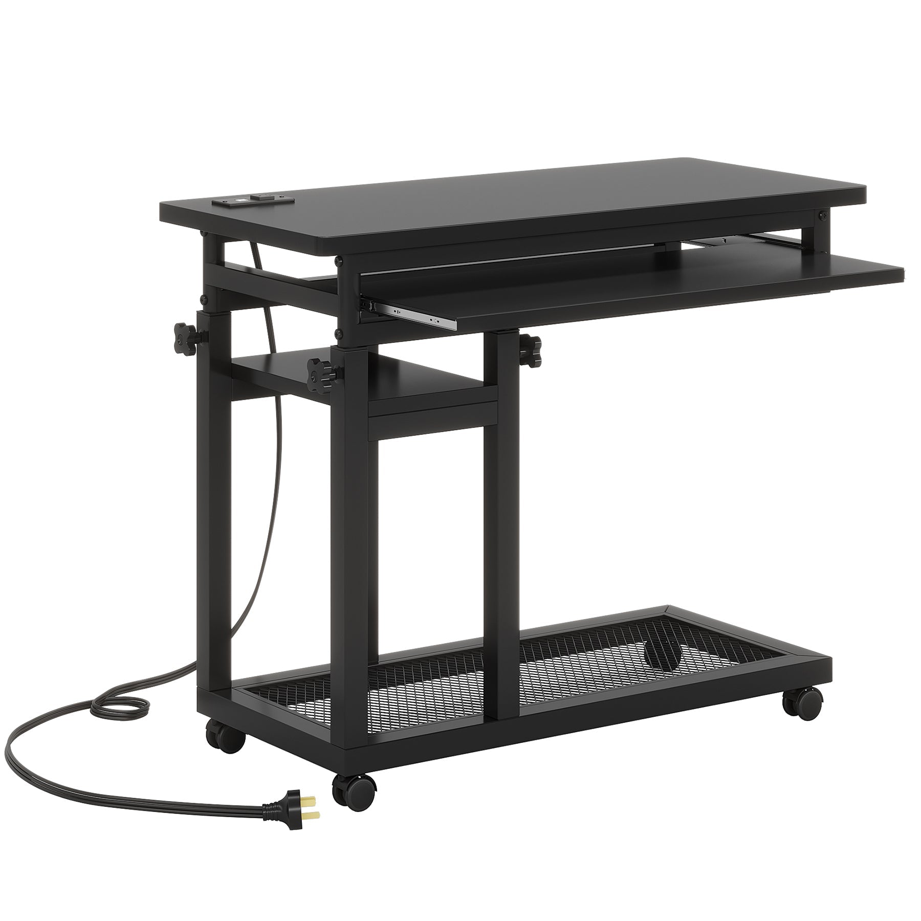 Mobile C Table, Portable Desk Side Table with Power Outlet