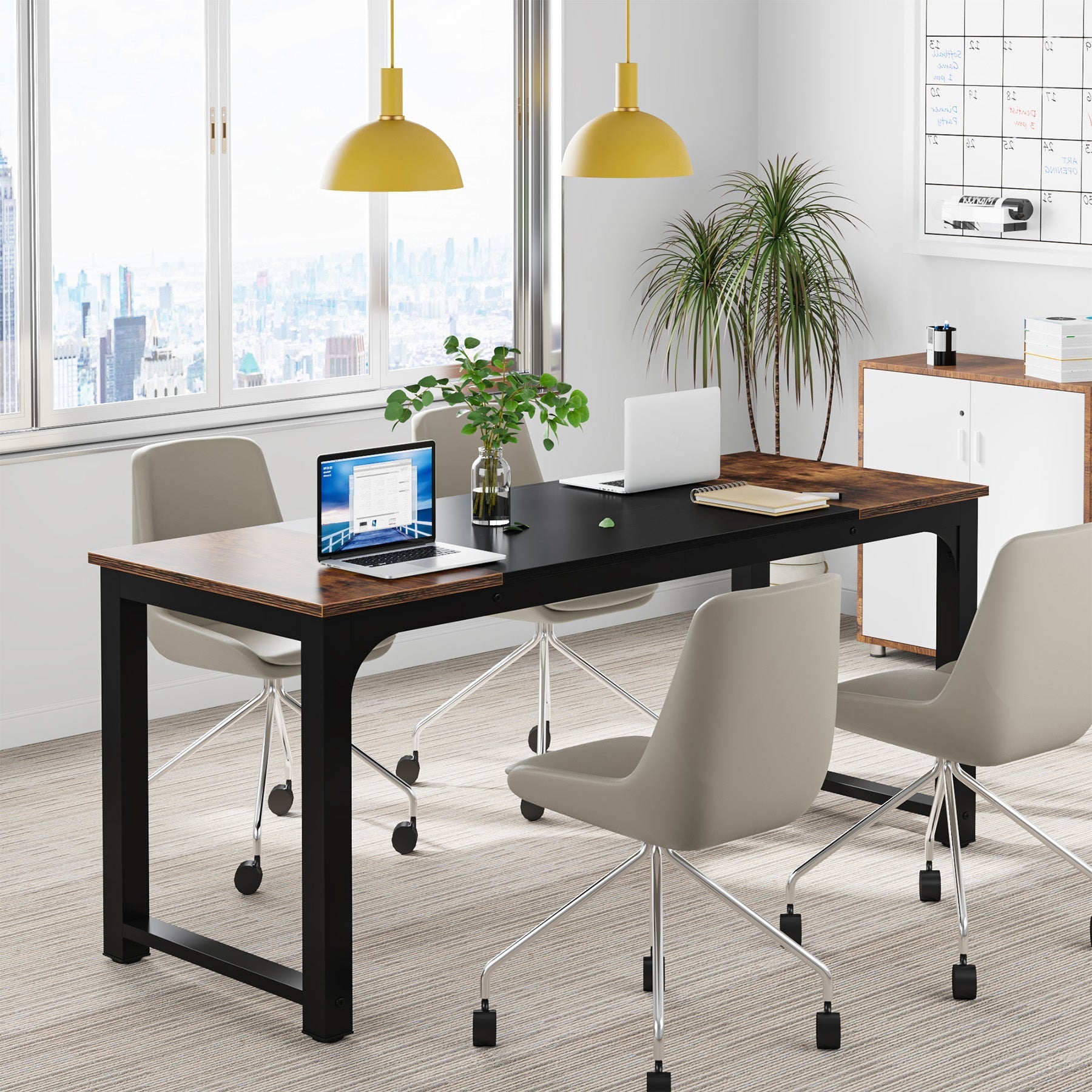 Modern Computer Desk, Industrial Style Desk Computer Workstation (in cm)