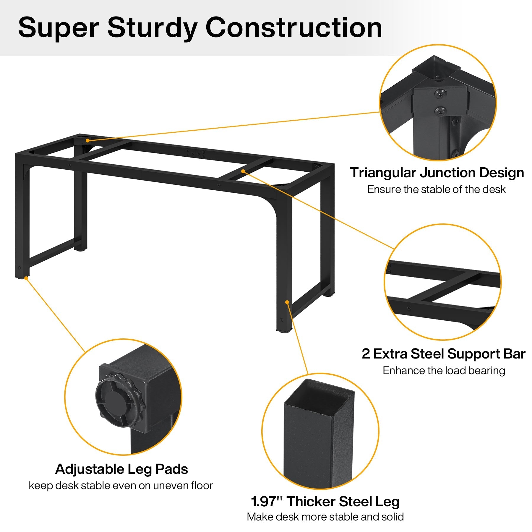 Modern Computer Desk, Industrial Style Desk Computer Workstation (in cm)