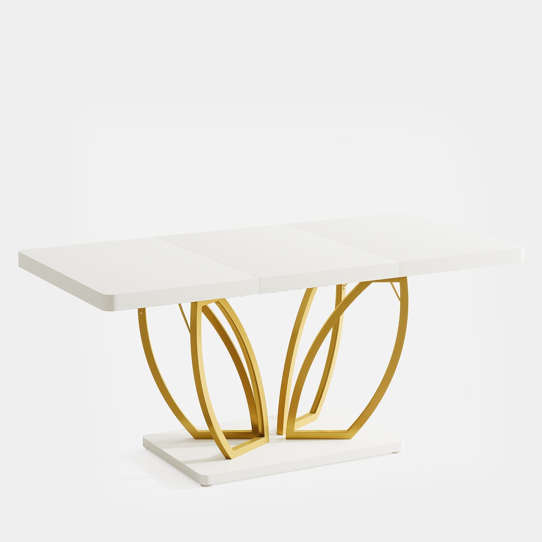 Modern Dining Table, 160 cm Kitchen Dinner Table with Petal-shaped Base